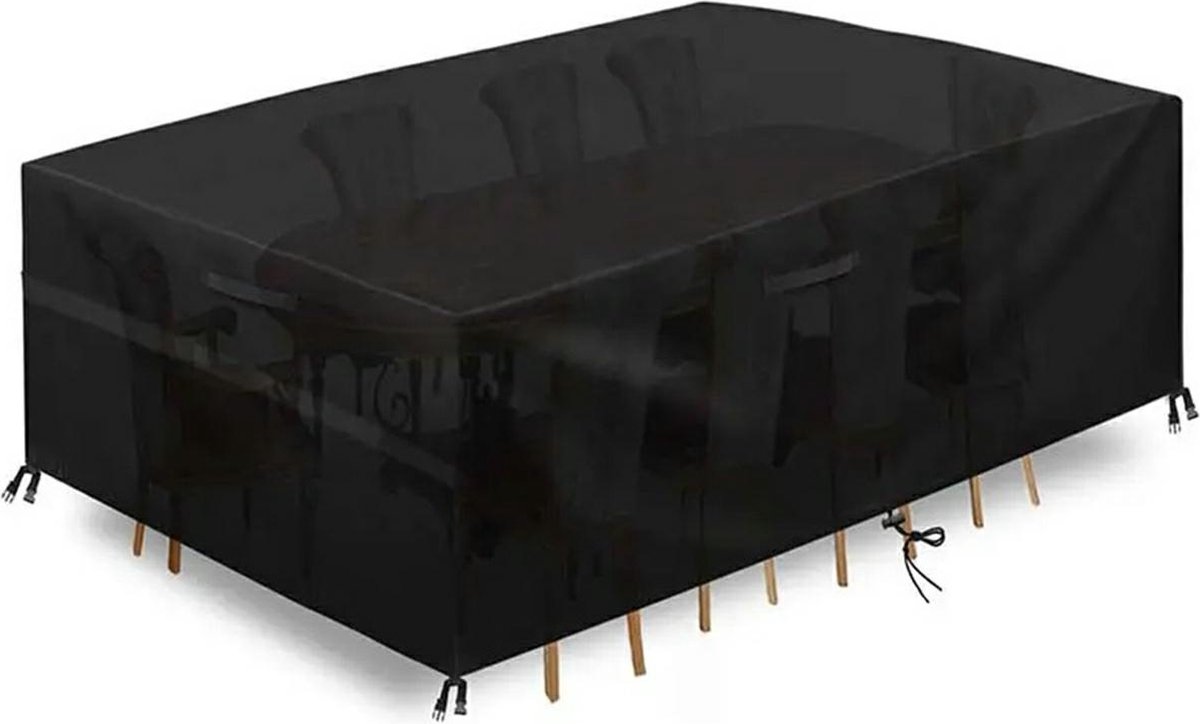 Waterproof Garden Set Protective Cover with Drawstring and Good Drainage - W242 x L160 x H100CM - Black Garden Furniture Cover - Garden Furniture Cover - Garden Set Cover - Lounge Set Cover - Garden Table Cover