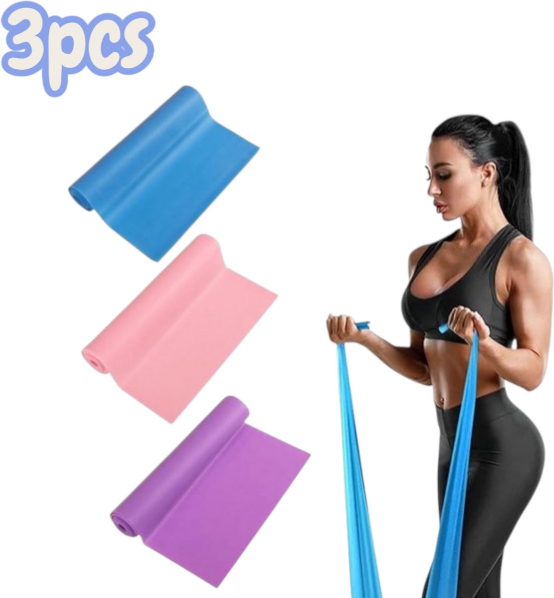 3 pieces - Resistance bands - Silicone exercise bands - With different resistance intensities - Silicone exercise bands - Exercise bands for training 3 pieces - Resistance bands - Silicone exercise bands - With different resistance intensities - Silicone exercise bands - Exercise bands for training