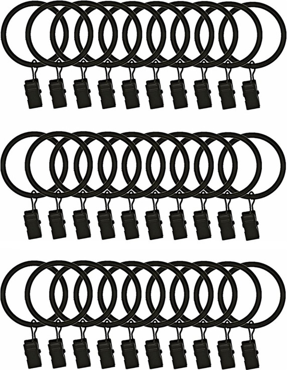 30 Pieces Curtain Rings with Clips - Curtain Rings - Thicker - 32mm - Stainless Steel - Shower Curtain Rings - Curtain Hooks - Curtain - Shower Curtain - Hooks - High Quality - Black - Value Pack 30 Pieces Curtain Rings with Clips - Curtain Rings - Thicker - 32mm - Stainless Steel - Shower Curtain Rings - Curtain Hooks - Curtain - Shower Curtain - Hooks - High Quality - Black - Value Pack