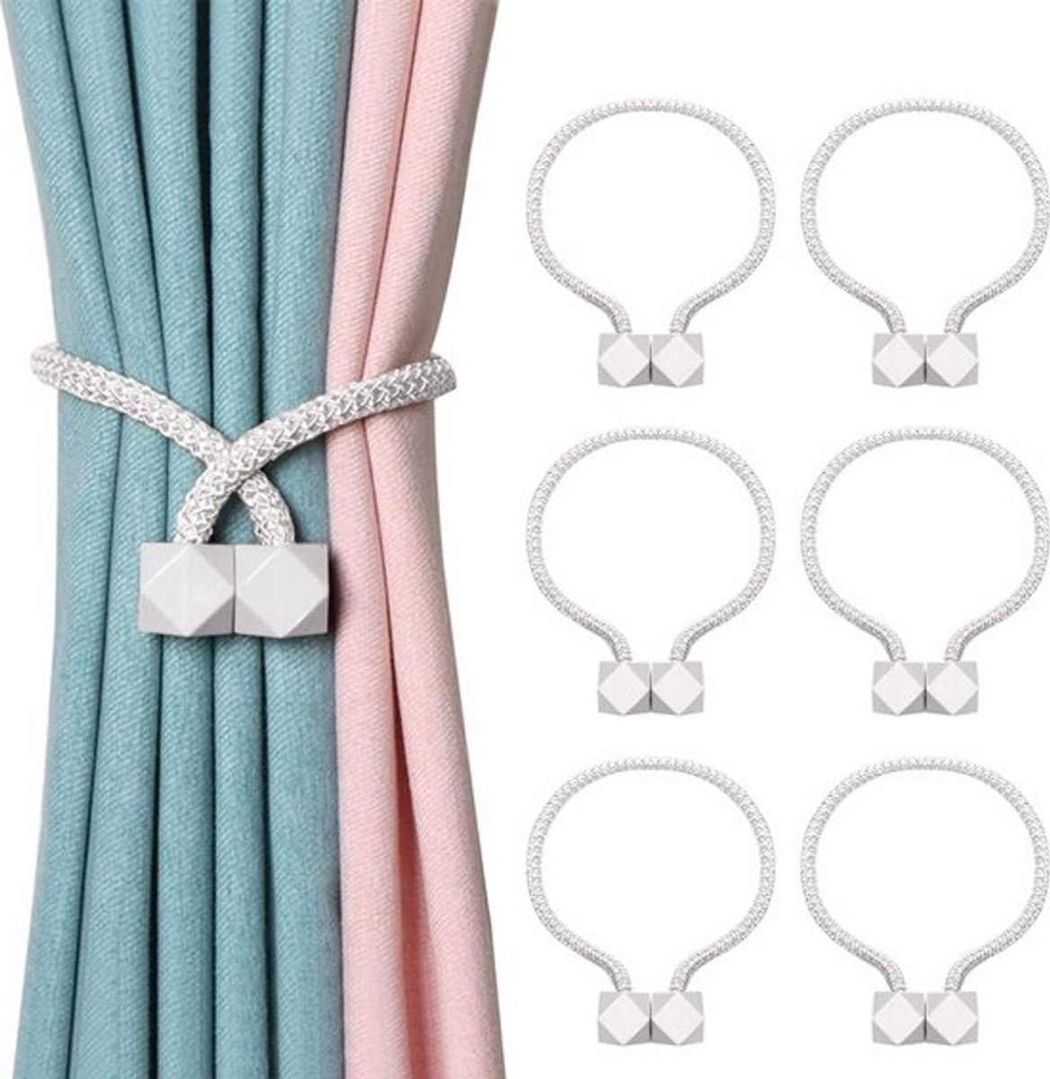 Luxury Curtain Holder - 6 Pieces - Curtain Hook - Magnetic Curtain Cord - Magnetic Curtain Holders - Curtain Tie - Curtain Clamps - Curtain Fixing - Curtain Accessories - Easy to Carry - Grey Luxury Curtain Holder - 6 Pieces - Curtain Hook - Magnetic Curtain Cord - Magnetic Curtain Holders - Curtain Tie - Curtain Clamps - Curtain Fixing - Curtain Accessories - Easy to Carry - Grey