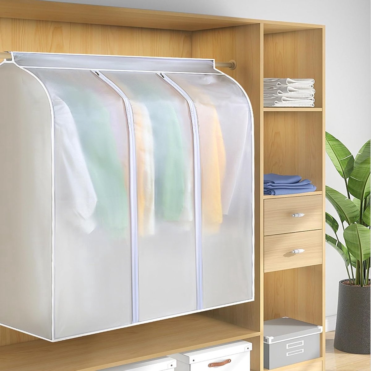 Garment Cover - Storage Bag - 90x100x50cm - Garment Bags with Zipper - Breathable & Dustproof - Transparent Window - Three-dimensional Dust Cover - Clothing Protective Bags - Wider