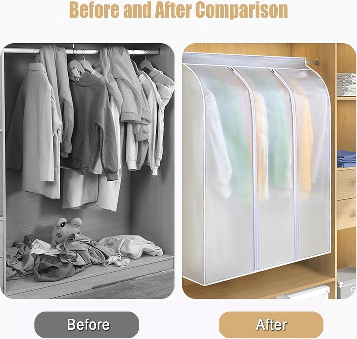 Garment Cover - Storage Bag - 90x100x50cm - Garment Bags with Zipper - Breathable & Dustproof - Transparent Window - Three-dimensional Dust Cover - Clothing Protective Bags - Wider