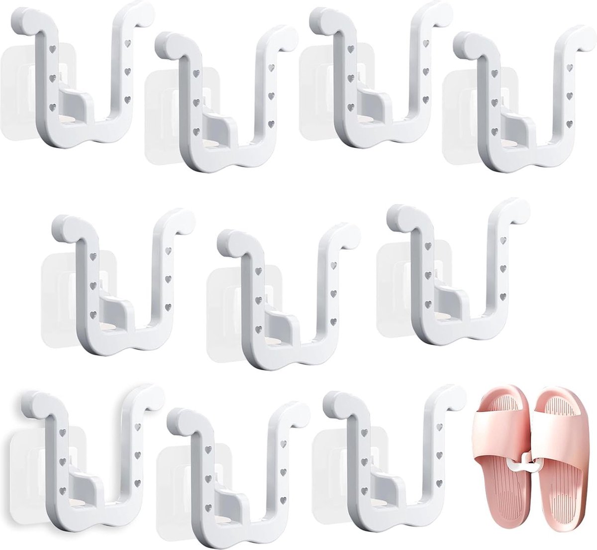 Shoe Storage - 10 Pieces - Universal - Hanging Shoes - Organizing Closet - Shoe Storage System - Self-Adhesive - Hanging Shoe Rack - Shoe Storage - Slipper Storage - Slippers Storage - Studio Shoe Rack - Shoe Rack for Studio - White Shoe Storage - 10 Pieces - Universal - Hanging Shoes - Organizing Closet - Shoe Storage System - Self-Adhesive - Hanging Shoe Rack - Shoe Storage - Slipper Storage - Slippers Storage - Studio Shoe Rack - Shoe Rack for Studio - White