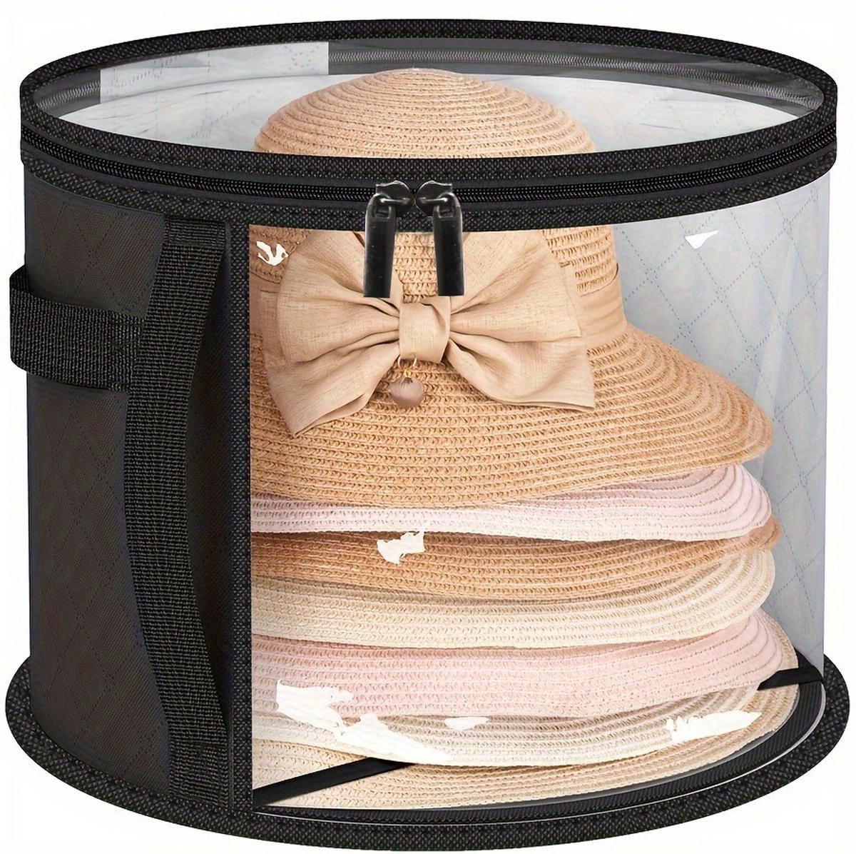 Hat Box - Hat Storage Box - Storage Box for Hats - Round Hat Boxes - Ø 42x27.8 cm - Stackable Hat Organizer - Foldable Round Brim Hat Organizer Bag - With Zipper Hat Box - Hat Storage Box - Storage Box for Hats - Round Hat Boxes - Ø 42x27.8 cm - Stackable Hat Organizer - Foldable Round Brim Hat Organizer Bag - With Zipper