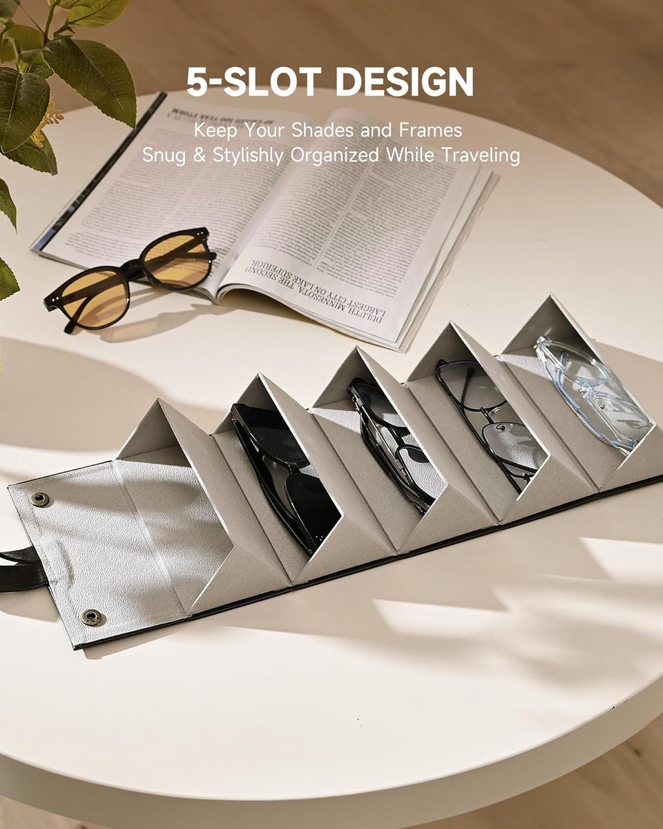 Storage Box for Glasses - Roll-Up Glasses Storage Bag - Glasses Case Storage Box for Up to 5 Glasses - Glasses Case Organizer - Glasses Case - Storage Box - Store Glasses - Sunglasses Storage Box - Black