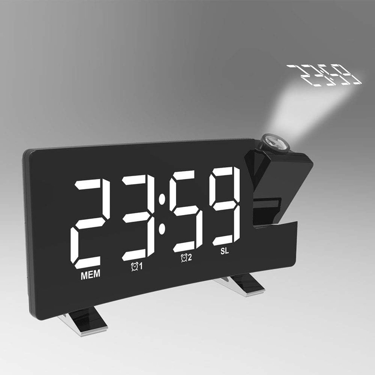 Alarm clock - radio - clock - Projection alarm clock - Digital alarm clock - Projection clock - Alarm clock radio - Clock radio - digital clock - projection clock - Multifunctional - LED - Adjustable brightness - Loud enough - for bedroom / living room /