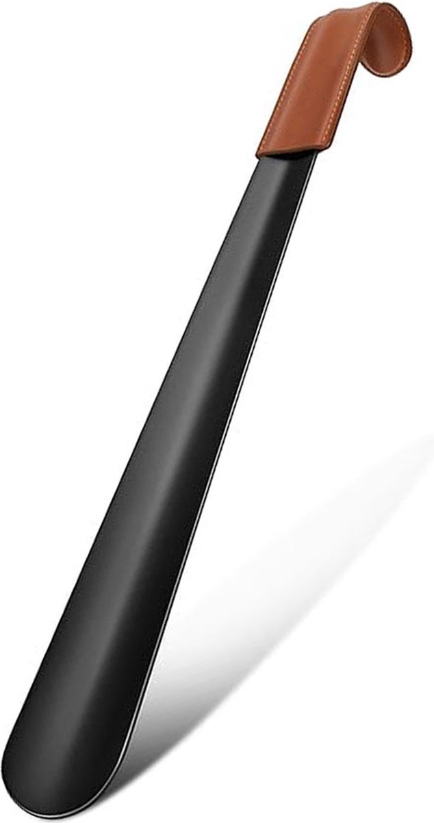 Long Shoehorn - 42cm - Stainless Steel - Shoe Puller - Shoe Horn - Leather Handle - With Leather Pouch - Durable and Extra Strong - Easy to Put On Shoes - Can Be Hung - Black Long Shoehorn - 42cm - Stainless Steel - Shoe Puller - Shoe Horn - Leather Handle - With Leather Pouch - Durable and Extra Strong - Easy to Put On Shoes - Can Be Hung - Black