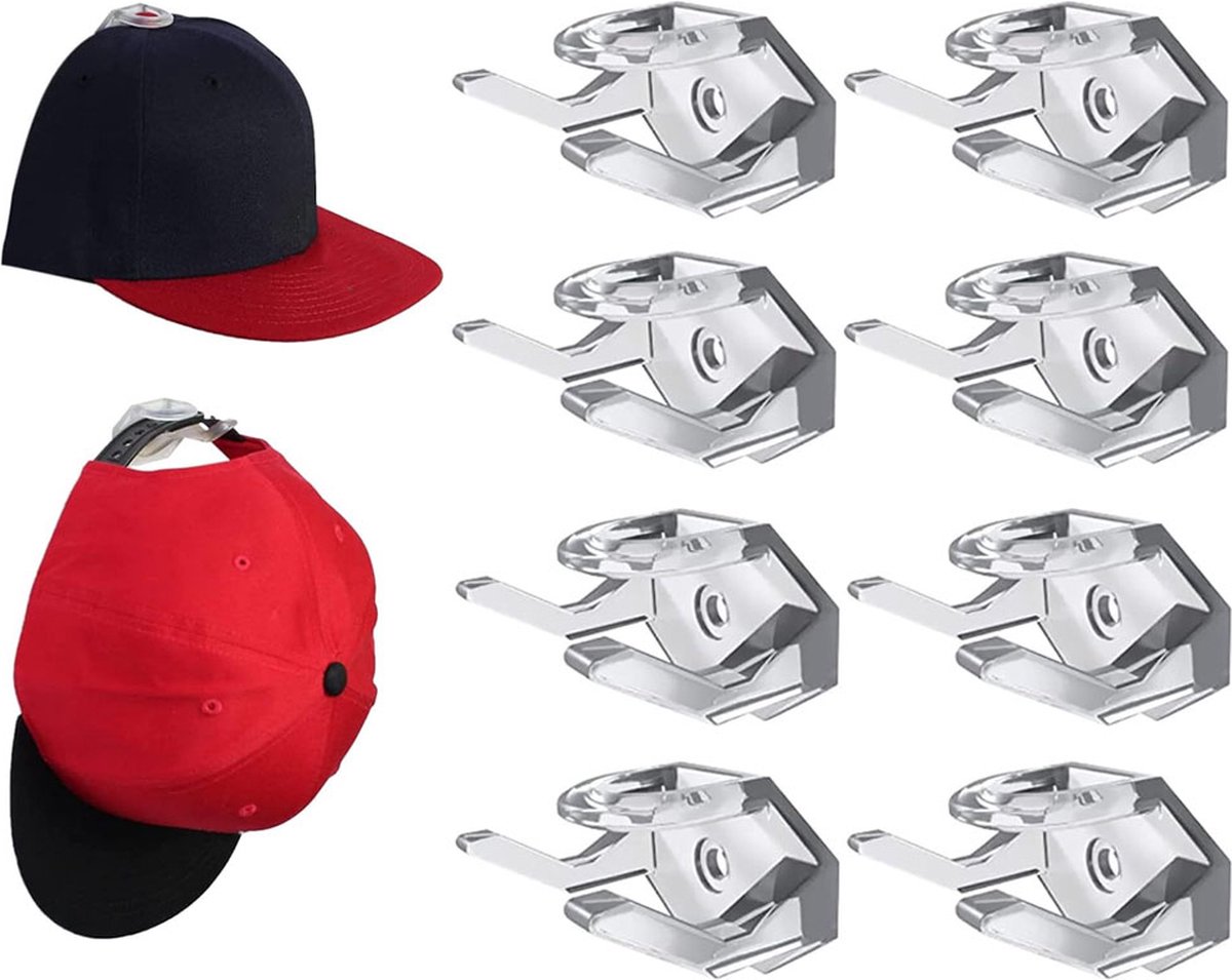 Cap Rack Set of 8 - Wall Cap Holders - Cap Hooks - With Screws and Tape - Two Installation Methods - Cap Rack Coat Rack - Cap Rack Storage System - Cap Storage Bag - Hat Holder - Cap Organizer - Double Suspension - Transparent Cap Rack Set of 8 - Wall Cap Holders - Cap Hooks - With Screws and Tape - Two Installation Methods - Cap Rack Coat Rack - Cap Rack Storage System - Cap Storage Bag - Hat Holder - Cap Organizer - Double Suspension - Transparent