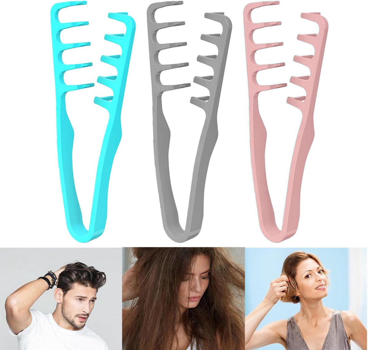 3 Pieces - Hair Styling Comb - Coarse Texture Comb - Comb for Frizzy Hair - Hair Care Instrument for Home Styling In the Hair Salon Hair Tool - Suitable for Back-Swept Hairstyles - Volume for the Hair Roots with Bangs - SOLLBRY
