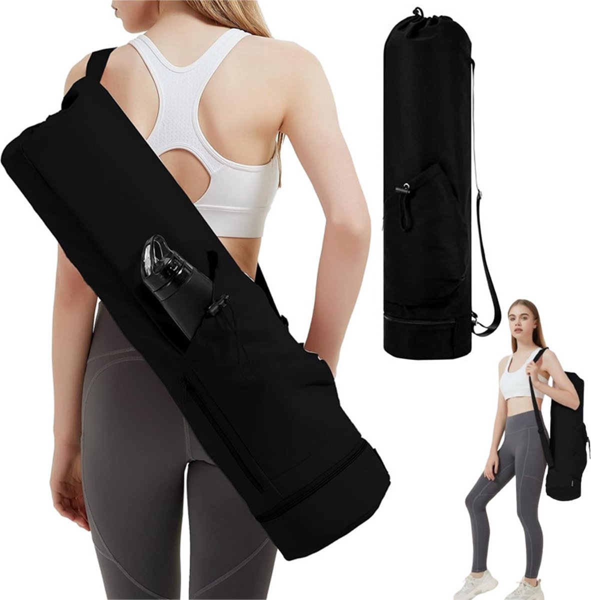 Yoga Mat Bag - Yoga Bag with Drawstring and Storage Compartment - Yoga Bag - Fitness Bag - Sports Bag - Pilates Bag - Waterproof - Universal - Gymnastics Mat Bag - Shoulder Bag - Multifunctional Storage Bag - Equipped with Carrying Strap - Black Yoga Mat Bag - Yoga Bag with Drawstring and Storage Compartment - Yoga Bag - Fitness Bag - Sports Bag - Pilates Bag - Waterproof - Universal - Gymnastics Mat Bag - Shoulder Bag - Multifunctional Storage Bag - Equipped with Carrying Strap - Black