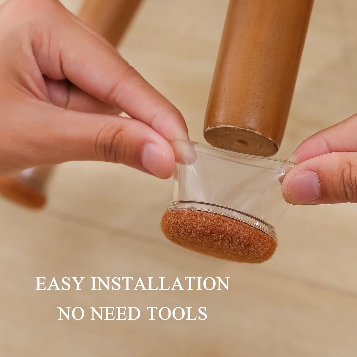 Stool Leg Protector - 16 Pieces - Chair Leg Caps - Chair Leg Covers - Chair Leg Floor Protectors - Felt Furniture Protectors - For Hardwood Floors - Rubber Chair Leg Protectors - For Wooden Floors - Round - Silicone - Transparent