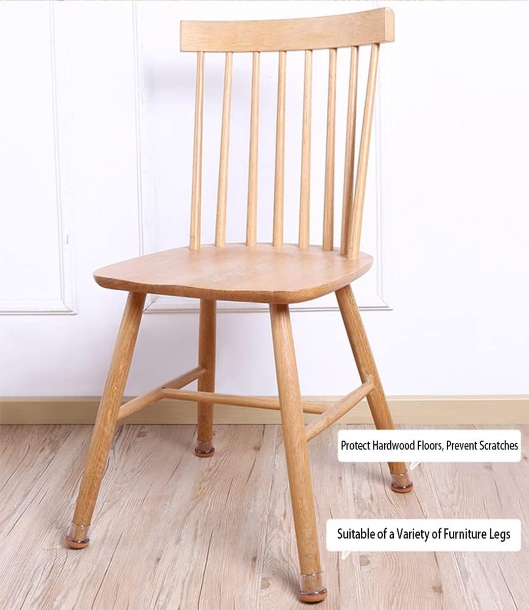 Stool Leg Protector - 16 Pieces - Chair Leg Caps - Chair Leg Covers - Chair Leg Floor Protectors - Felt Furniture Protectors - For Hardwood Floors - Rubber Chair Leg Protectors - For Wooden Floors - Round - Silicone - Transparent