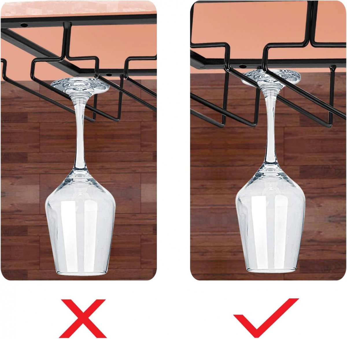 Wine Glass Holder - Wine Glass Hanging Rack - Wine Glass Rack - Glass Rack - Wine Glass Holder - Wine Rack - 4 Rows - Wine Glass Holder - Wine Glass Rack - Wine Glass Organizer - Glass Hanging Rack - For Bar