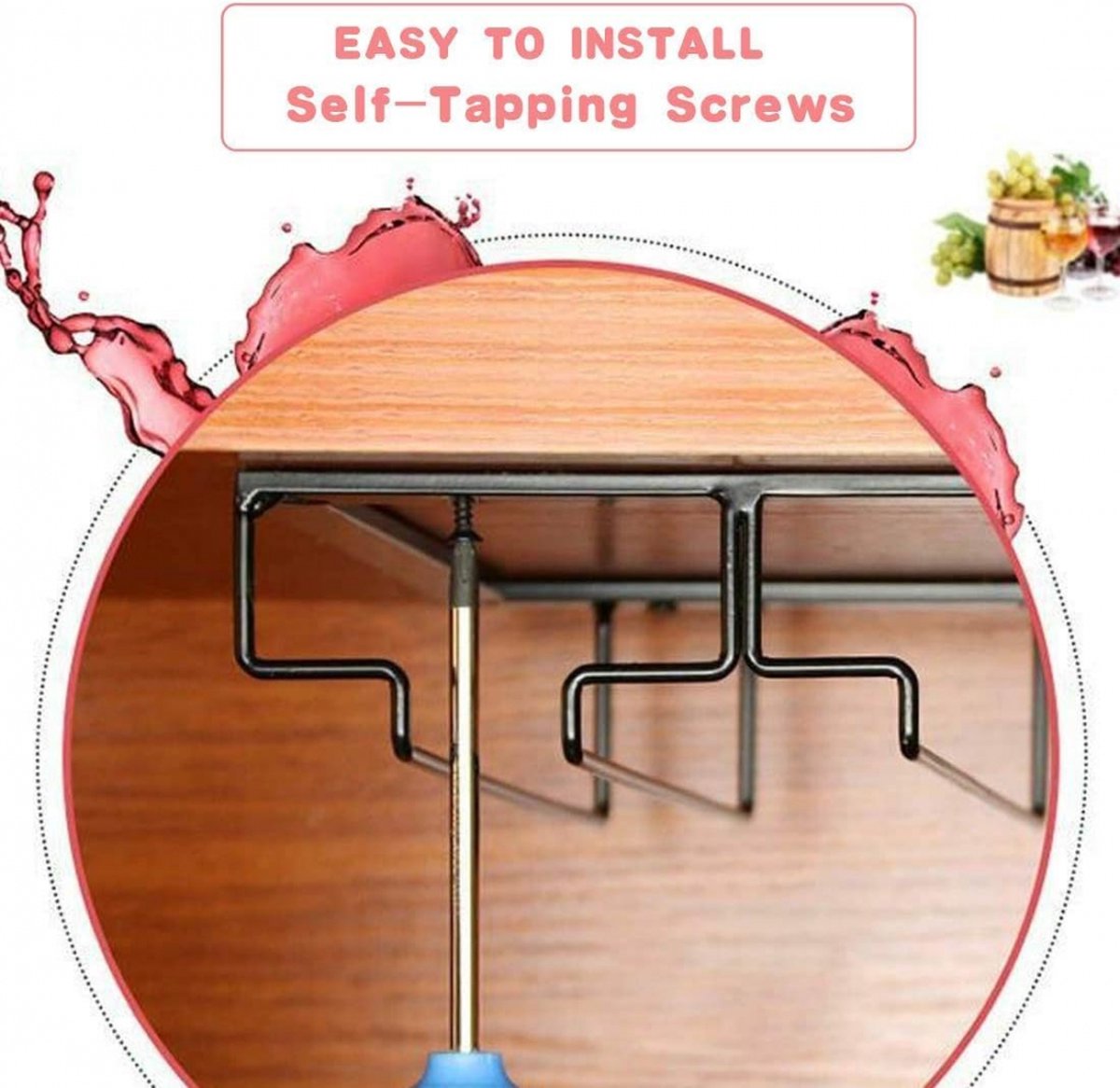 Wine Glass Holder - Wine Glass Hanging Rack - Wine Glass Rack - Glass Rack - Wine Glass Holder - Wine Rack - 4 Rows - Wine Glass Holder - Wine Glass Rack - Wine Glass Organizer - Glass Hanging Rack - For Bar
