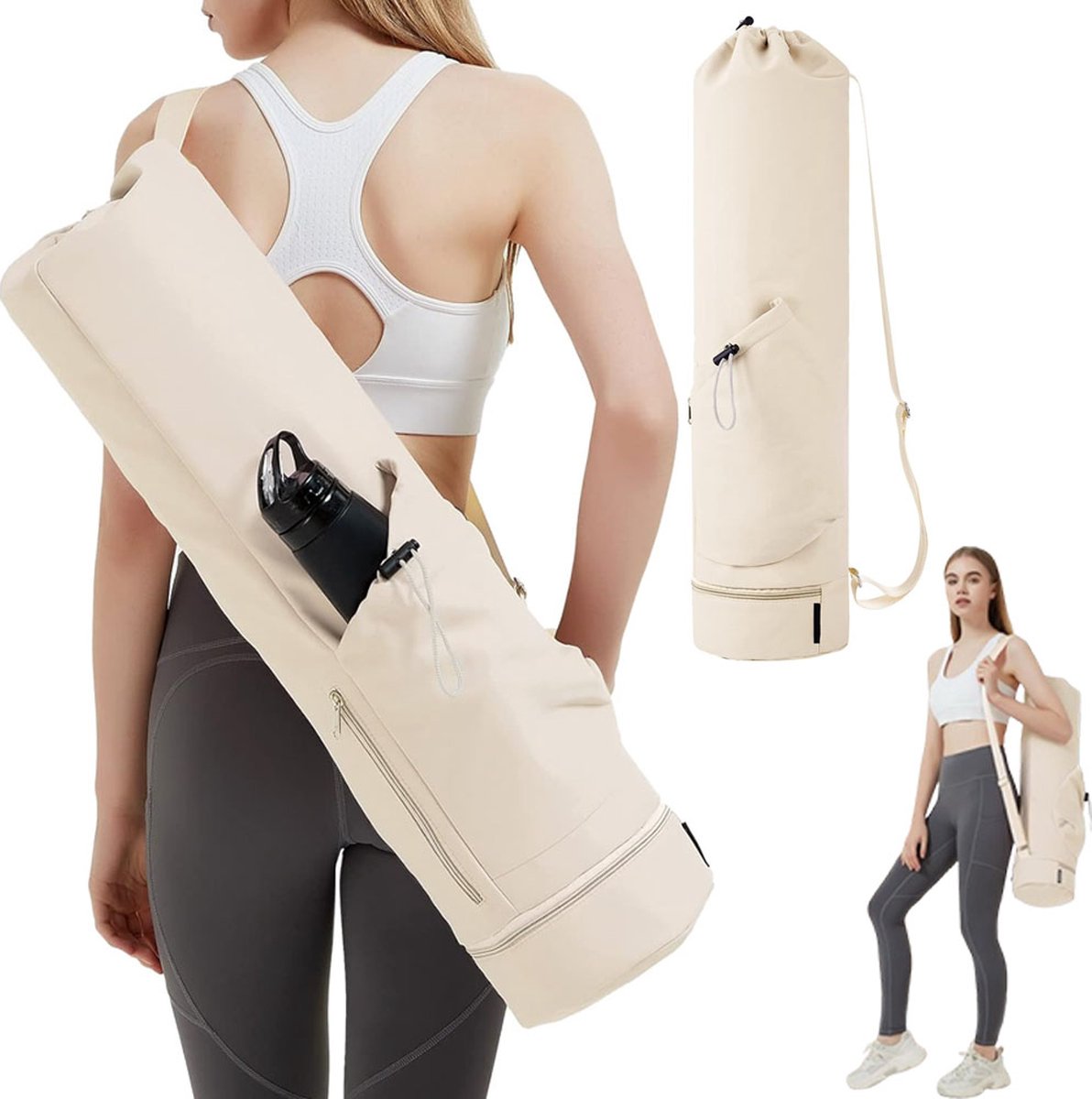 Yoga Mat Bag - Yoga Bag with Drawstring and Storage Compartment - Yoga Bag - Fitness Bag - Sports Bag - Pilates Bag - Waterproof - Universal - Gymnastics Mat Bag - Shoulder Bag - Multifunctional Storage Bag - Equipped with Carrying Strap - White Yoga Mat Bag - Yoga Bag with Drawstring and Storage Compartment - Yoga Bag - Fitness Bag - Sports Bag - Pilates Bag - Waterproof - Universal - Gymnastics Mat Bag - Shoulder Bag - Multifunctional Storage Bag - Equipped with Carrying Strap - White