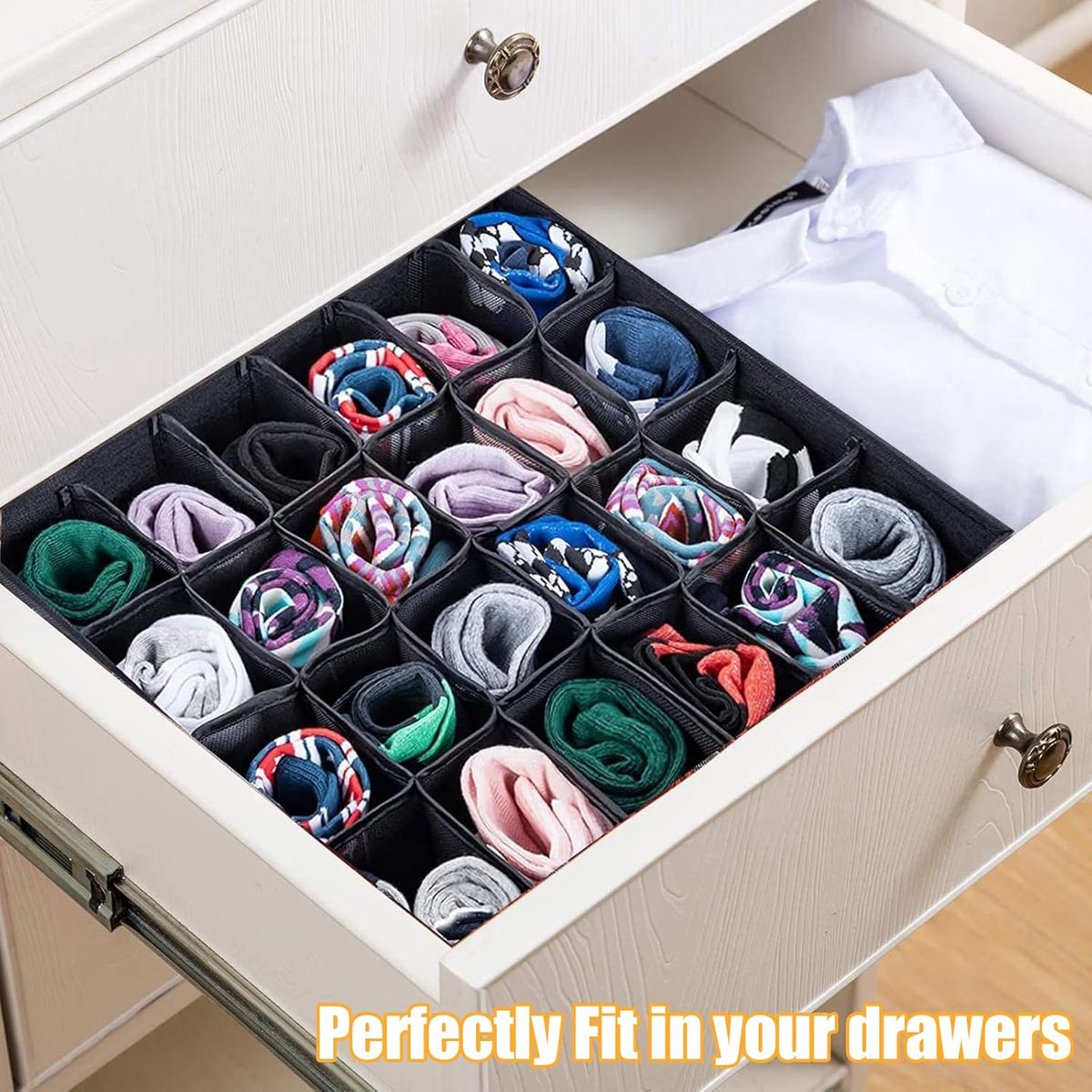 Underwear Storage Boxes - 2 Pieces - 24 Compartments - Drawer Organizer - Bra Organizer - Sock Organizer - Collapsible Storage Box - Underwear Divider - For Wardrobe - Foldable - For Underwear