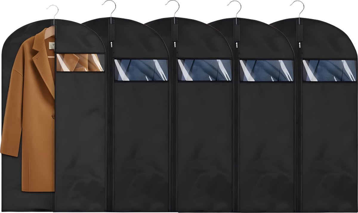 Garment Bags - 5 x Black Garment Bag with Zipper 60x150 - Garment Bags - Clothing Storage Bag - Protective Cover for Clothing - Storage Bags - Storage - Store/Organize Clothing - Waterproof - Dustproof - Viewing Window - Coat/Jacket/Costume Cover Garment Bags - 5 x Black Garment Bag with Zipper 60x150 - Garment Bags - Clothing Storage Bag - Protective Cover for Clothing - Storage Bags - Storage - Store/Organize Clothing - Waterproof - Dustproof - Viewing Window - Coat/Jacket/Costume Cover