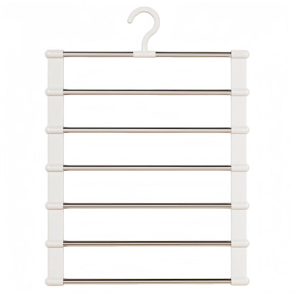 6-in-1 Trouser Hanger - Clothes Hanger - Space-Saving - Hang Up to 6 Trousers - Multiple Trousers - For Women and Men - For Trousers, Scarves, Jeans, Clothing, Towels, Skirts - 50.5x35.5 Cm - White - 1 Piece
