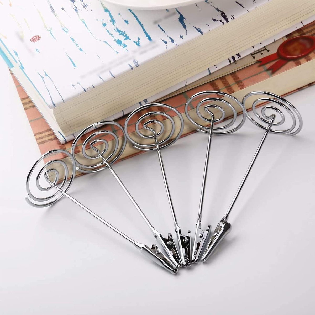Photo Clip Holders - 12 Pieces - Photo Holder with Clip - Photo Clip - Photo Frame - Stainless Steel Card Holder - Table Card Holder - Name Tag - 120*40mm - For Office
