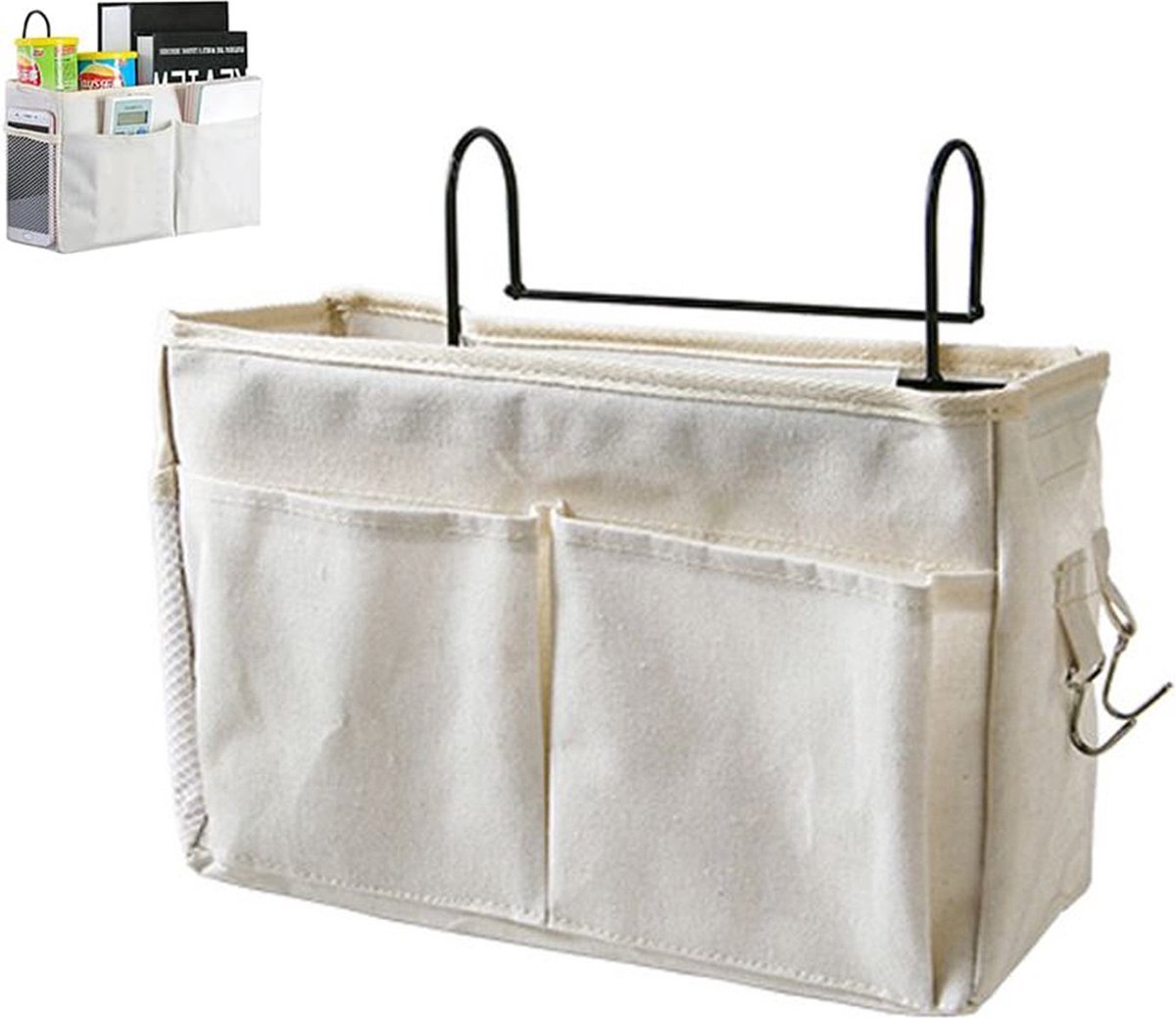 Bedside Pocket - Bed Organizer With Frame - Bed Storage Bag - Cotton - Bed Storage Bag - Bedside Table - Bedside Organizer - Bedside Pocket Storage Bag - White - For Bed Or Sofa - Hanging Model - With Multiple Compartments And Hooks - Very Practical And D Bedside Pocket - Bed Organizer With Frame - Bed Storage Bag - Cotton - Bed Storage Bag - Bedside Table - Bedside Organizer - Bedside Pocket Storage Bag - White - For Bed Or Sofa - Hanging Model - With Multiple Compartments And Hooks - Very Practical And D