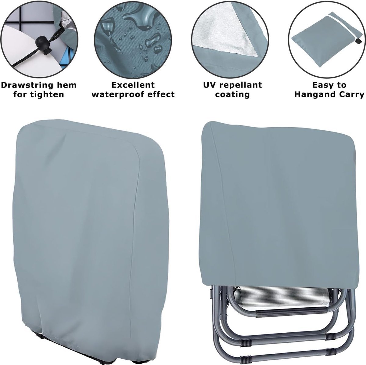 Waterproof Chair Cover - Garden Furniture Protective Cover - Garden Chair Cover - Garden Furniture Cover - Chair Cover for Garden Chairs - Cover for Folding Chairs - Weatherproof Chair Protective Cover - For Outdoor Use in the Garden