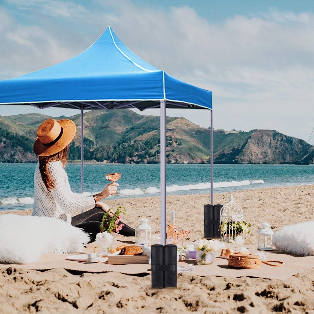 Sandbags - 4 Pieces - 30 x 42 cm - Weight Bag - Sandbags for Protective Cover - Base Weights for Garden Tent