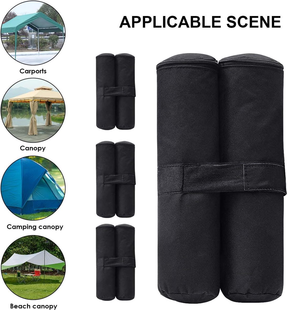 Sandbags - 4 Pieces - 30 x 42 cm - Weight Bag - Sandbags for Protective Cover - Base Weights for Garden Tent