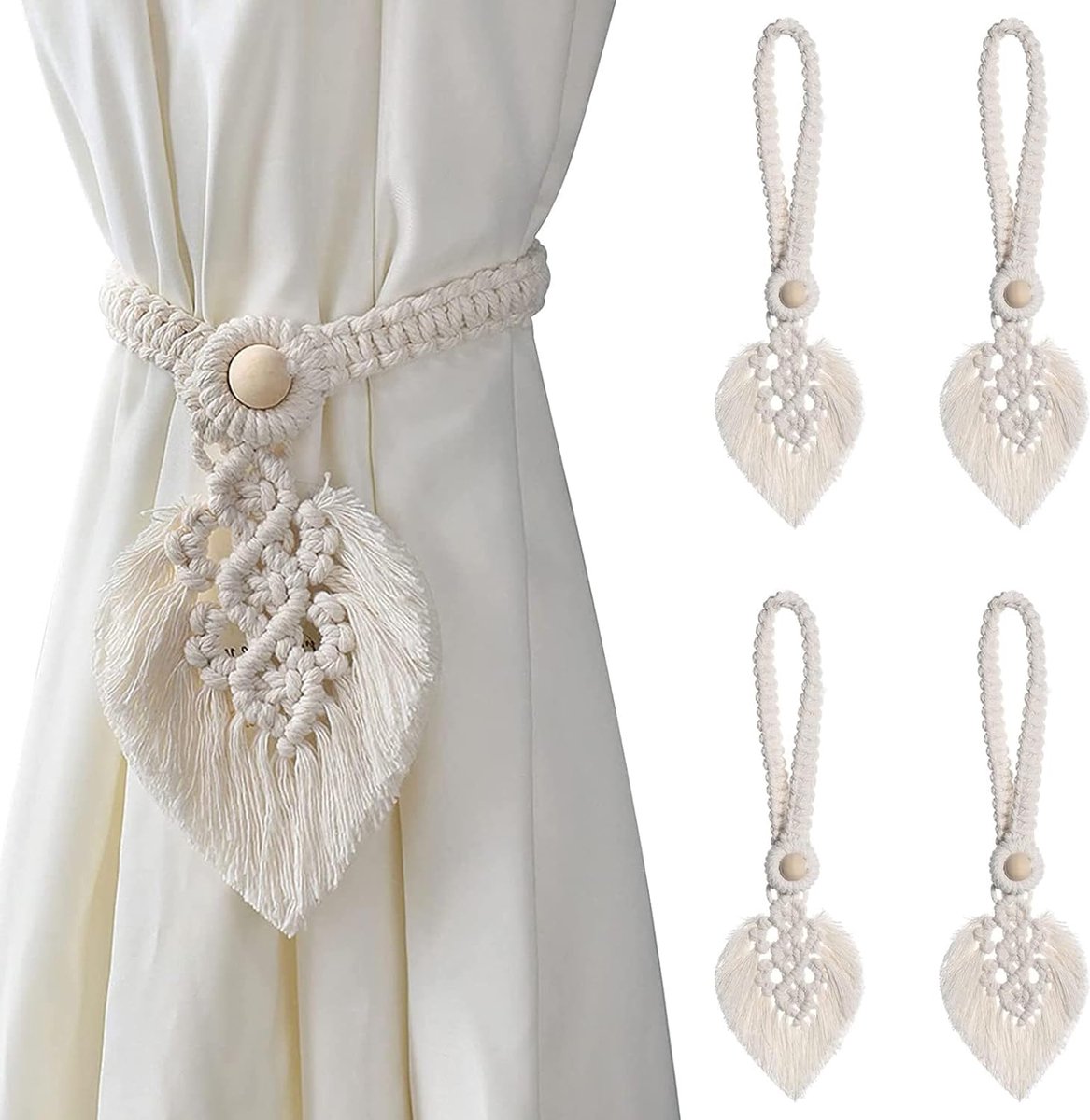 Curtain Holders - 4 Pieces - Curtain Tieback Hook - Curtain Cords - Curtain Drawstring - Holdback Tiebacks - Tiebacks - Buckles for Curtain Clamps - Home Decor - For Home/Bedroom/Office/Hotel/Window Decor - Beige Curtain Holders - 4 Pieces - Curtain Tieback Hook - Curtain Cords - Curtain Drawstring - Holdback Tiebacks - Tiebacks - Buckles for Curtain Clamps - Home Decor - For Home/Bedroom/Office/Hotel/Window Decor - Beige