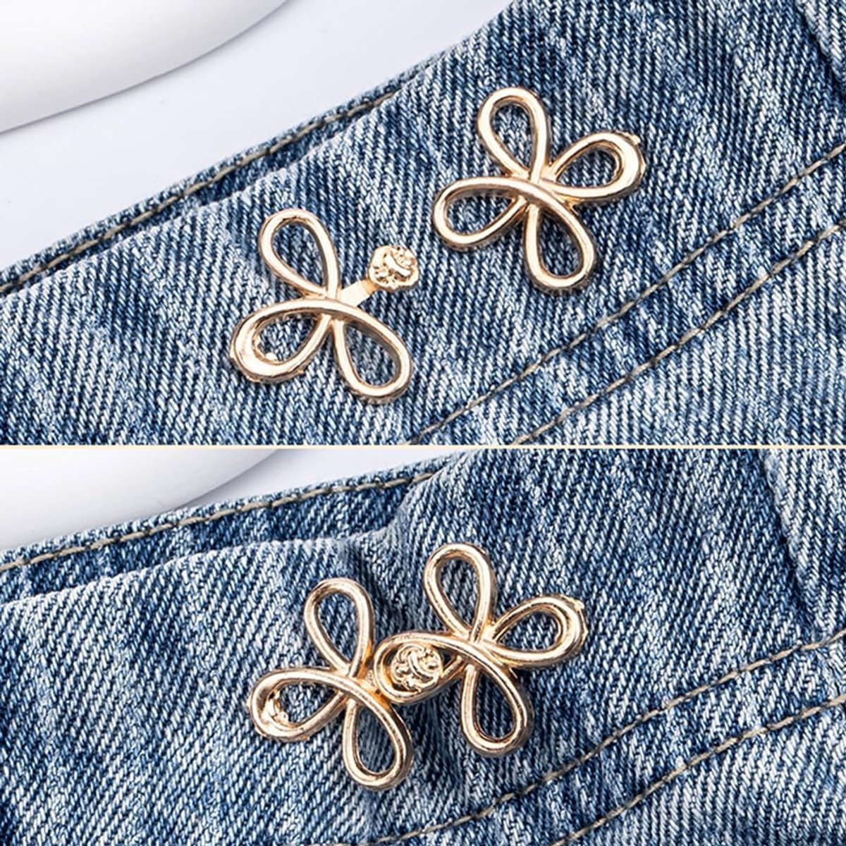 Trouser Reducer - 8 Pieces - Waist Stretcher Set - Pins - Waist Extender - Jeans Shortening Buttons - Adjustable Button - Tightening Button - Tightener Buttons - Reusable - Trouser Waist Reinforcement - For Loose Jeans
