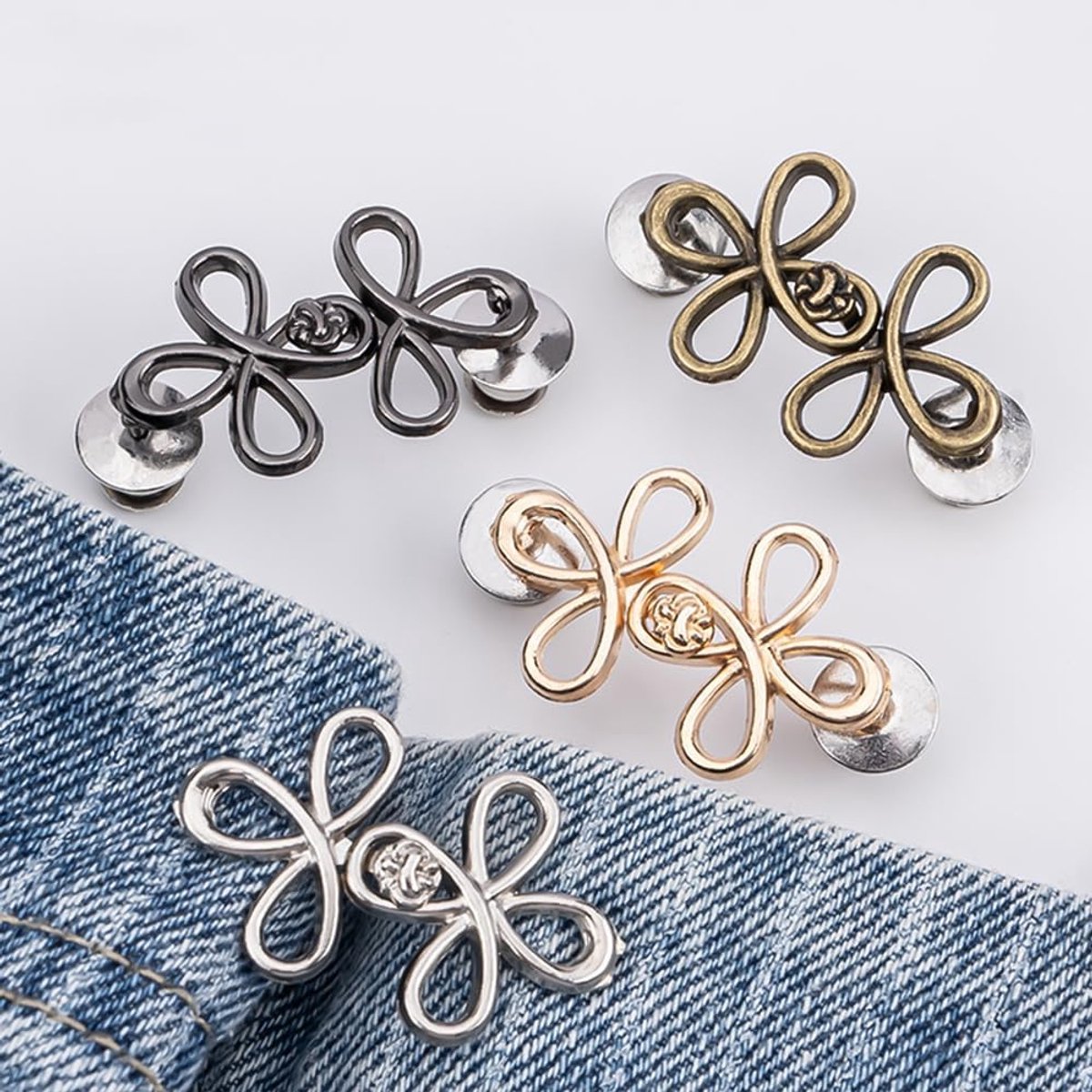 Trouser Reducer - 8 Pieces - Waist Stretcher Set - Pins - Waist Extender - Jeans Shortening Buttons - Adjustable Button - Tightening Button - Tightener Buttons - Reusable - Trouser Waist Reinforcement - For Loose Jeans