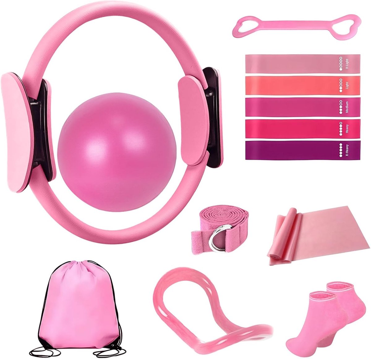 13-Piece Pilates Equipment Set for Women - Yoga & Fitness Set - Home Pilates Training Set - Home Gym Set - Exercise Bands - Resistance Band - Exercise Ball - Beginner Yoga Set with Pilates Ring 13-Piece Pilates Equipment Set for Women - Yoga & Fitness Set - Home Pilates Training Set - Home Gym Set - Exercise Bands - Resistance Band - Exercise Ball - Beginner Yoga Set with Pilates Ring