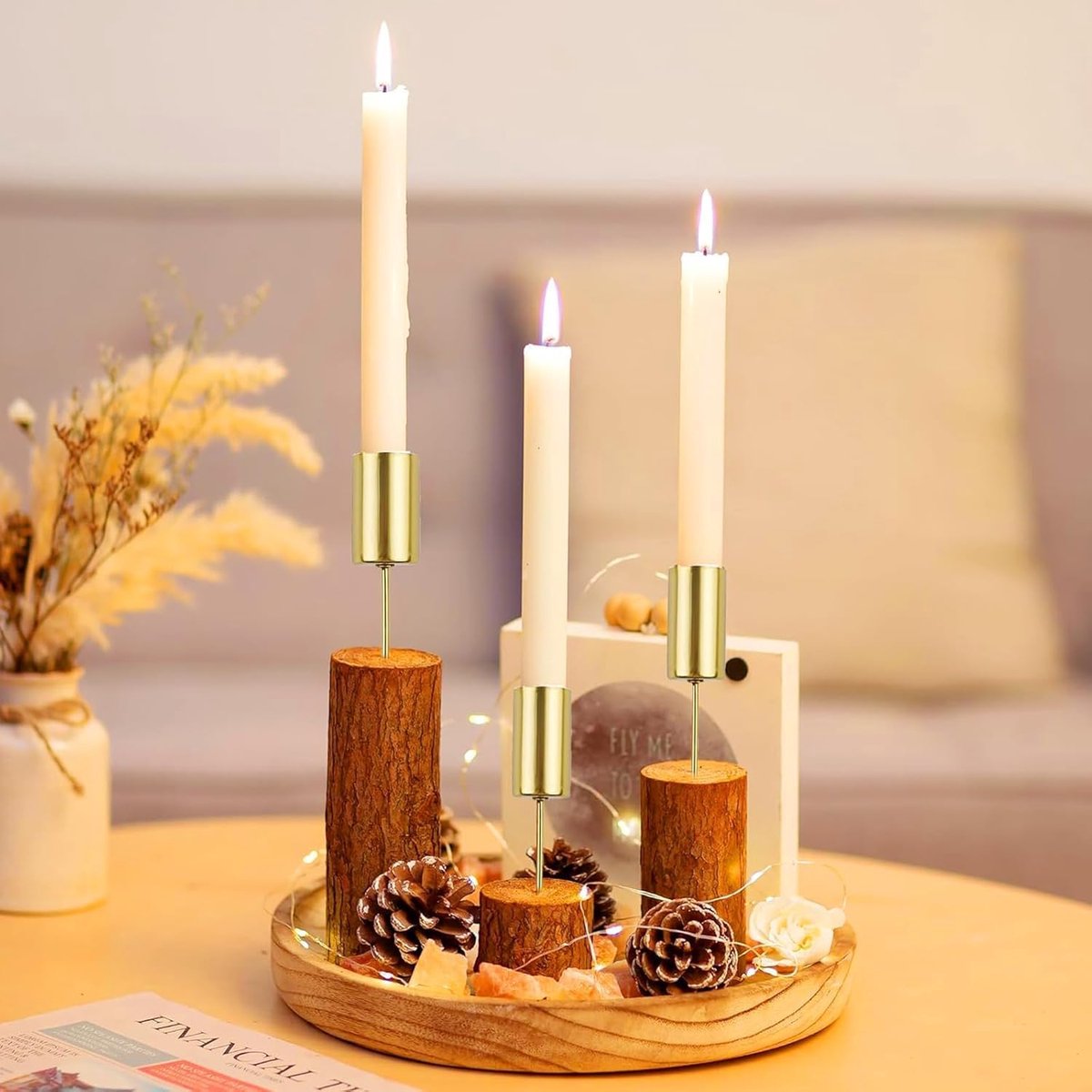 4 pieces - Candle holder - candle holder - candlestick - Christmas wreath candle holders - metal candlestick - Christmas decorations - home decor - candle accessories - 2.5*2.5*11 cm - gold-colored