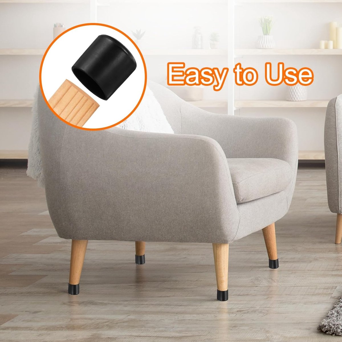 20 pieces - Chair Leg Caps - 22*22*25mm - furniture leg covers - Round rubber furniture leg protectors - Chair protector - floor protection - chair leg protectors - chair socks - for chair legs