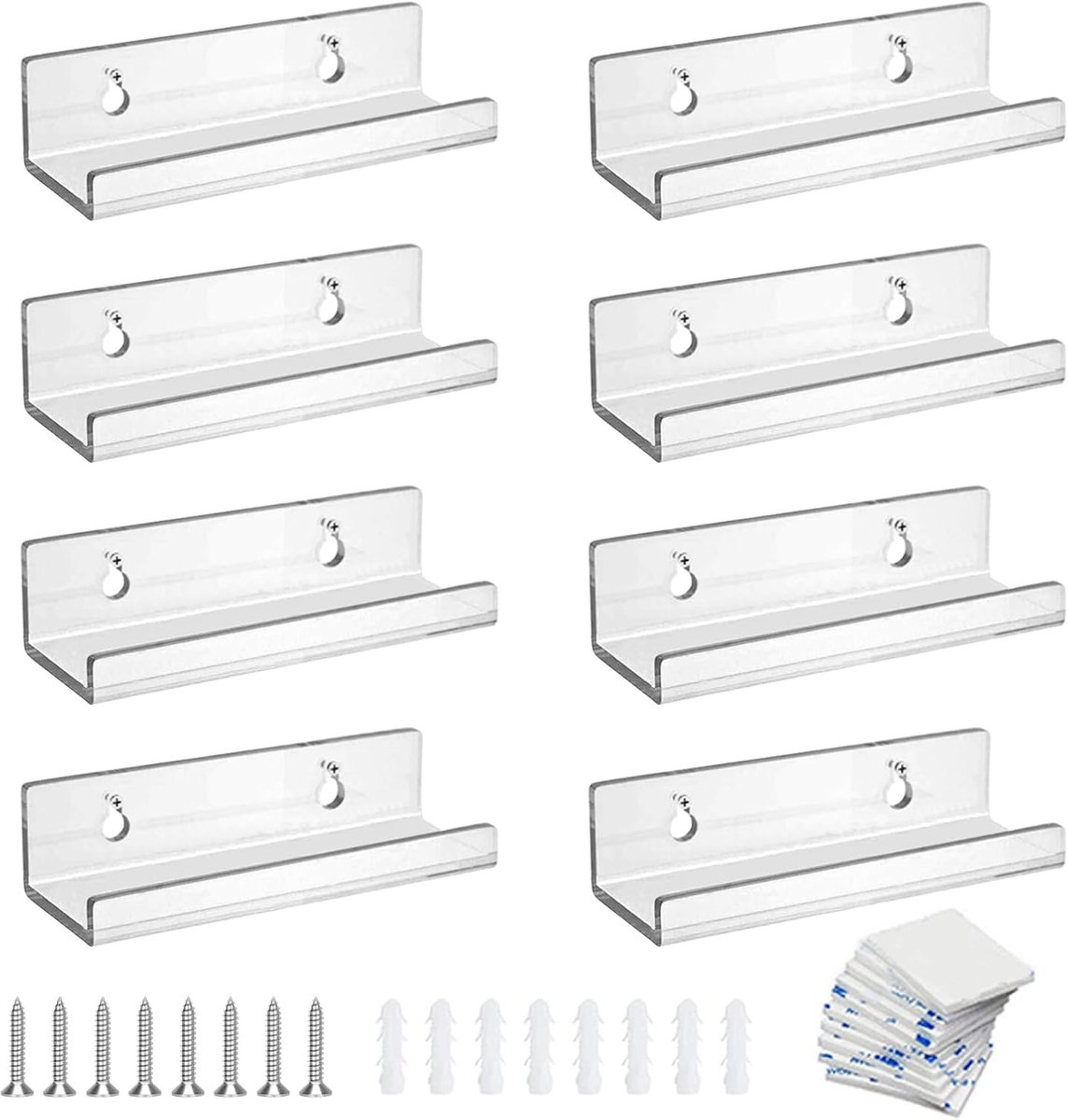 8 pieces - 4 inch - vinyl record wall brackets - clear acrylic wall shelf vinyl record holder - Vinyl record rack - Storage rack - Display stand - Acrylic display stand - for bedroom, living room - 10*3.5*3 cm - transparent