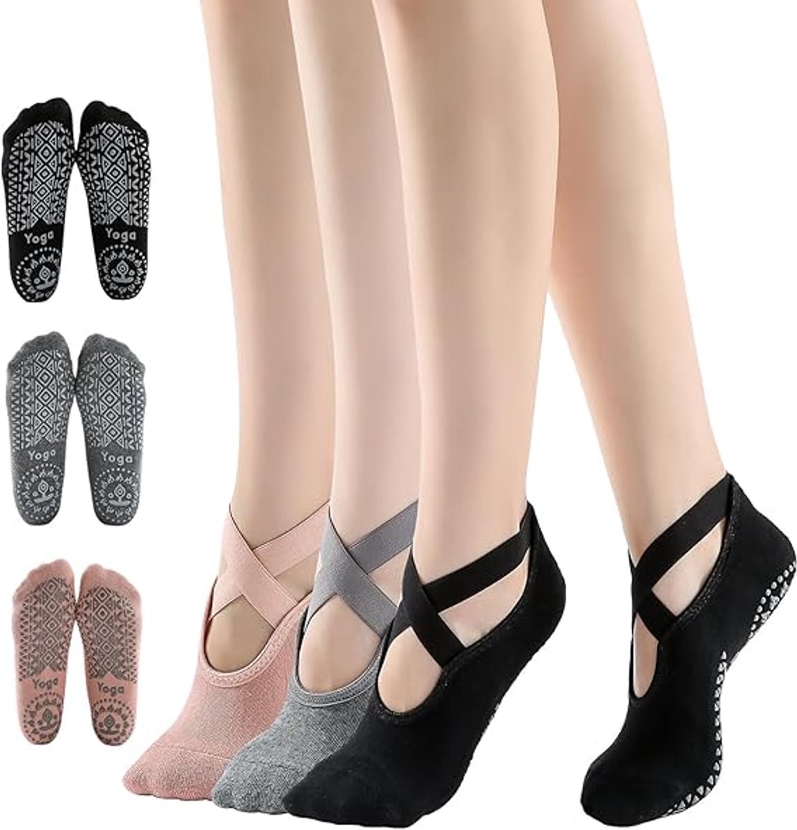 3 pairs of yoga socks - Pilates socks - non-slip socks - sports socks - ballet socks - for yoga pole Pilates dance - black 3 pairs of yoga socks - Pilates socks - non-slip socks - sports socks - ballet socks - for yoga pole Pilates dance - black