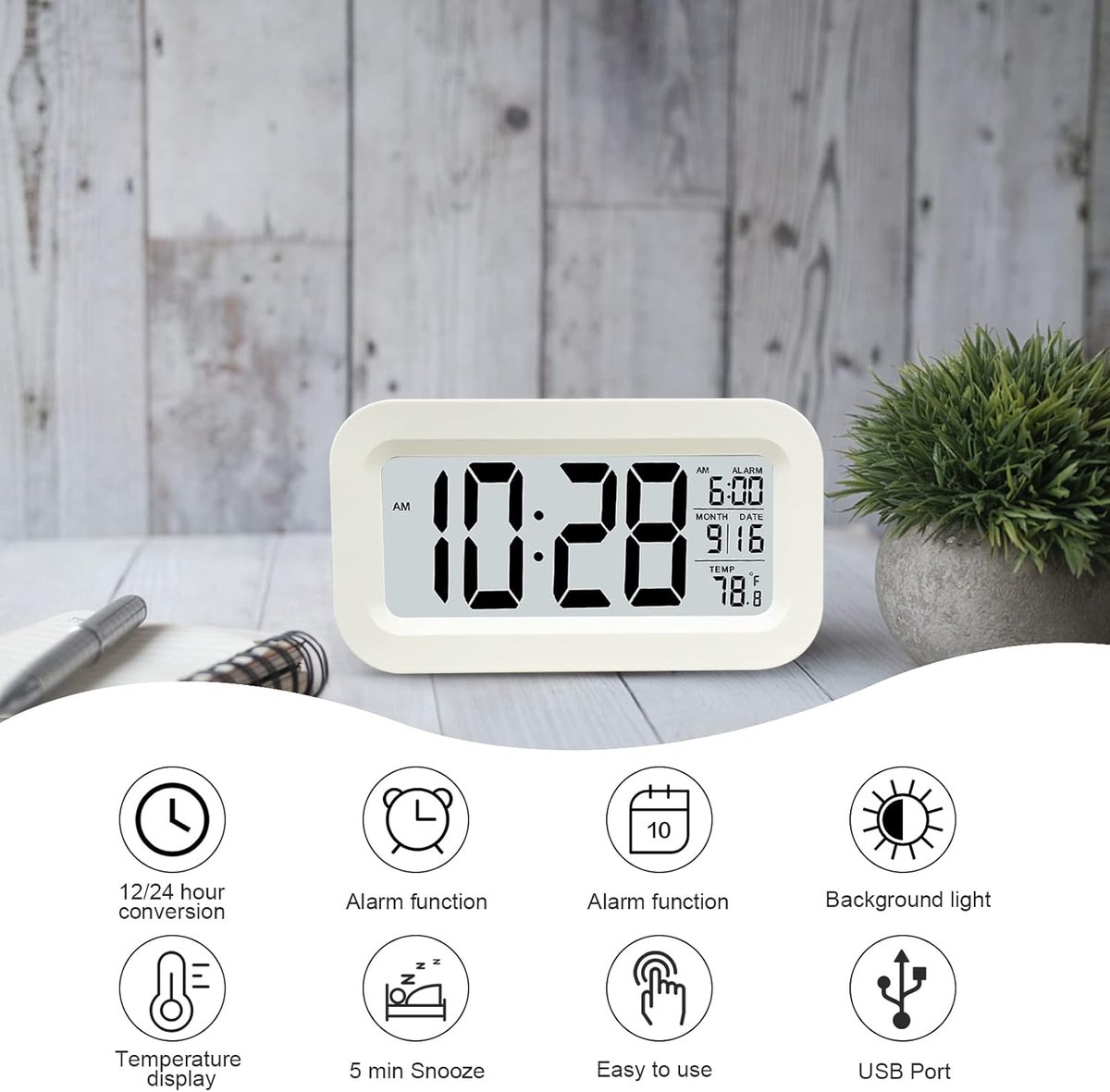Alarm clock - digital alarm clock - Digital Clock (rechargeable) - digital alarm clocks - LED alarm clock with temperature - Children%27s alarm clock - Alarm clock - snooze function - calendar - child%27s alarm clock - Travel alarm clock - Alarm Clock - for b