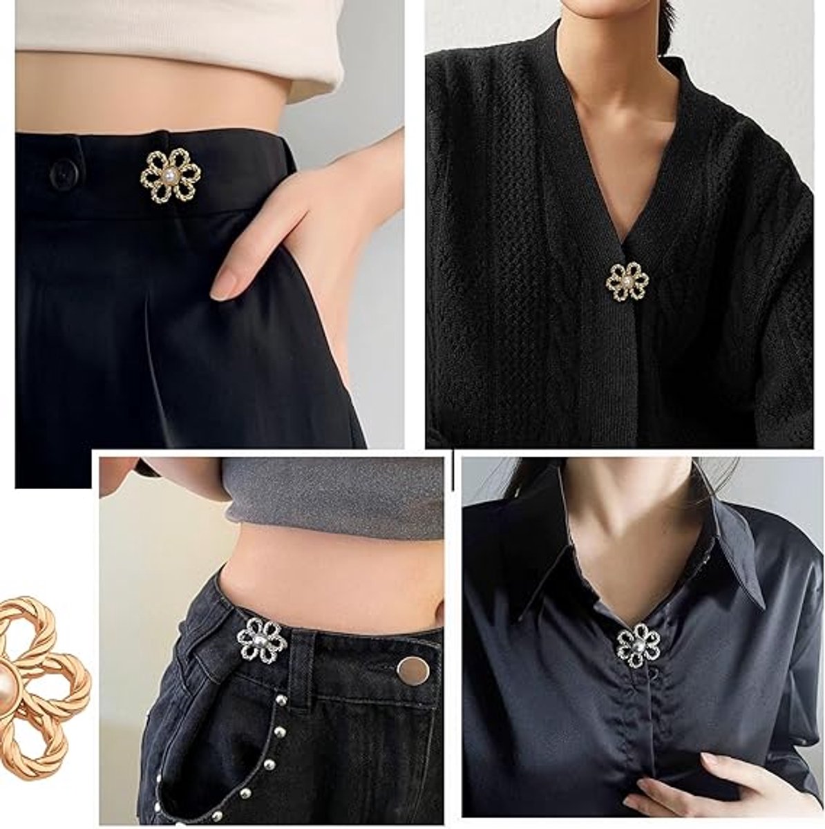 8 Pieces - Trouser Reducer - Waist Stretcher Set - Pins - Waist Extender - Jeans Shortening Buttons - Adjustable Button - Tightening Button - Tightener Buttons - Reusable - Trouser Waist Reinforcement - For Loose Jeans