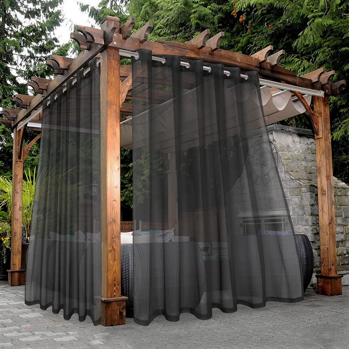 2-pack - Waterproof for outdoor use - Solid color - Transparent patio curtains - Sun protection and UV protection - Curtains with wide rings - Suitable for indoors