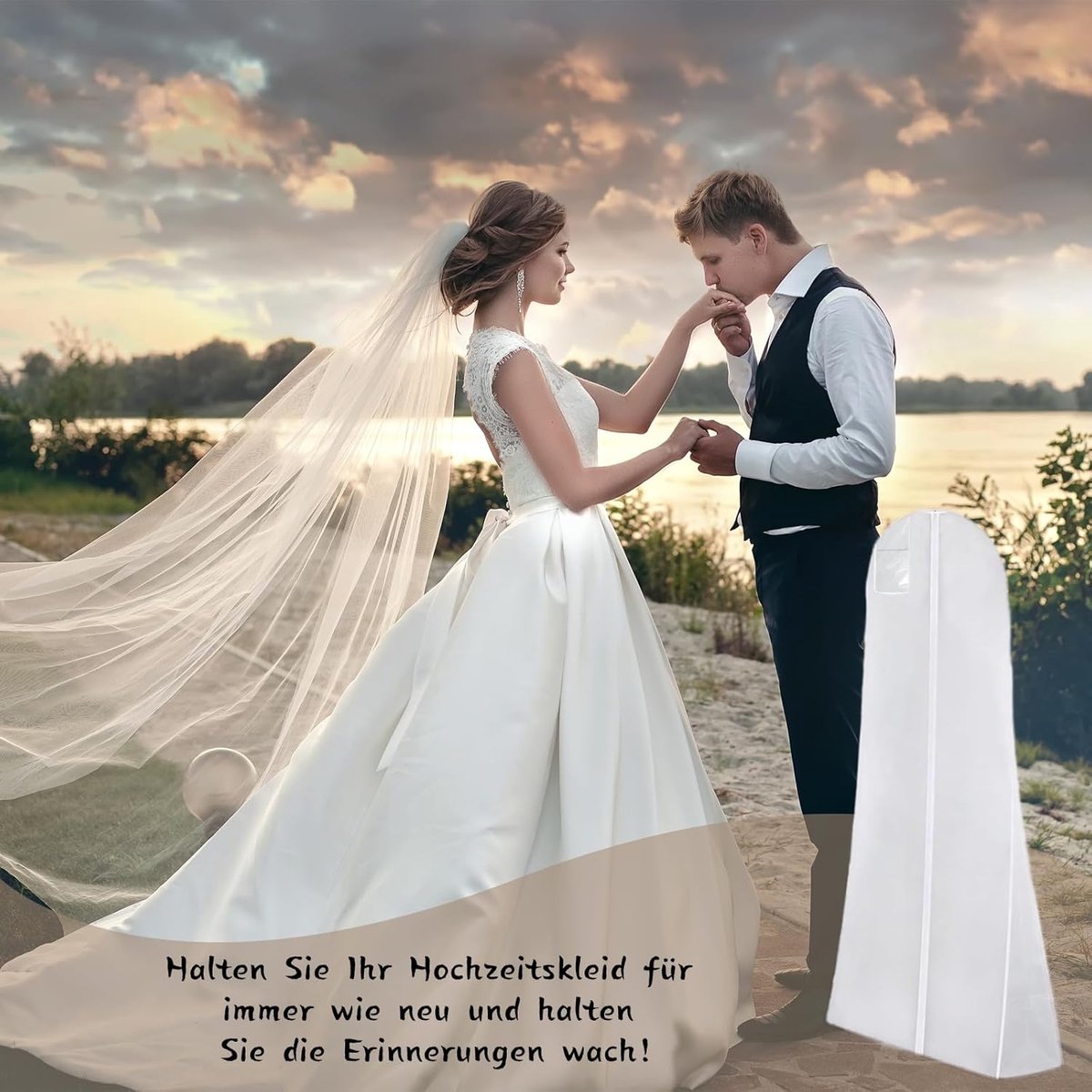Dustproof wedding dress cover - 183*60 cm - Garment cover - Dust cover for evening dresses - Dust cover for wedding dress - Dust cover for dress - wedding dress storage bag - dustproof garment bag - garment bag - with zipper - for wedding dresses
