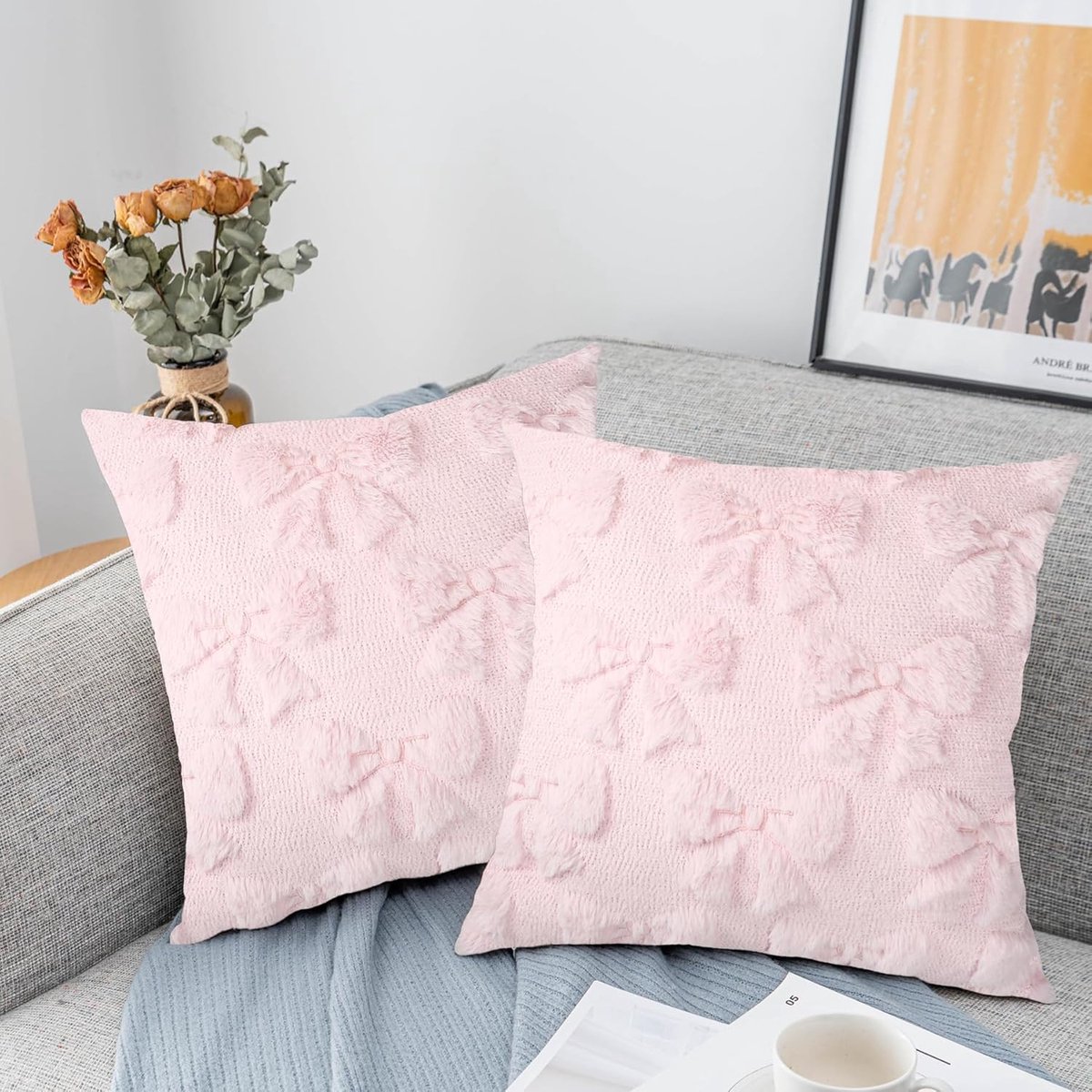 pieces - Pillowcase - Cushion covers - Cushion covers with bow - Decorative pillowcases - Room Decoration - Home Decoration - for the living room