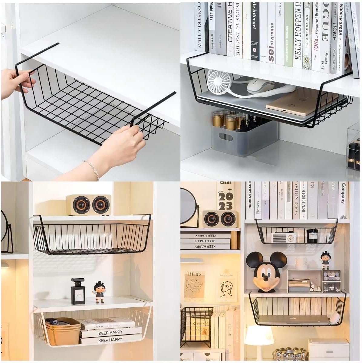 Set of 2 removable metal hanging baskets - organizer - closet hanging basket - suitable for desks