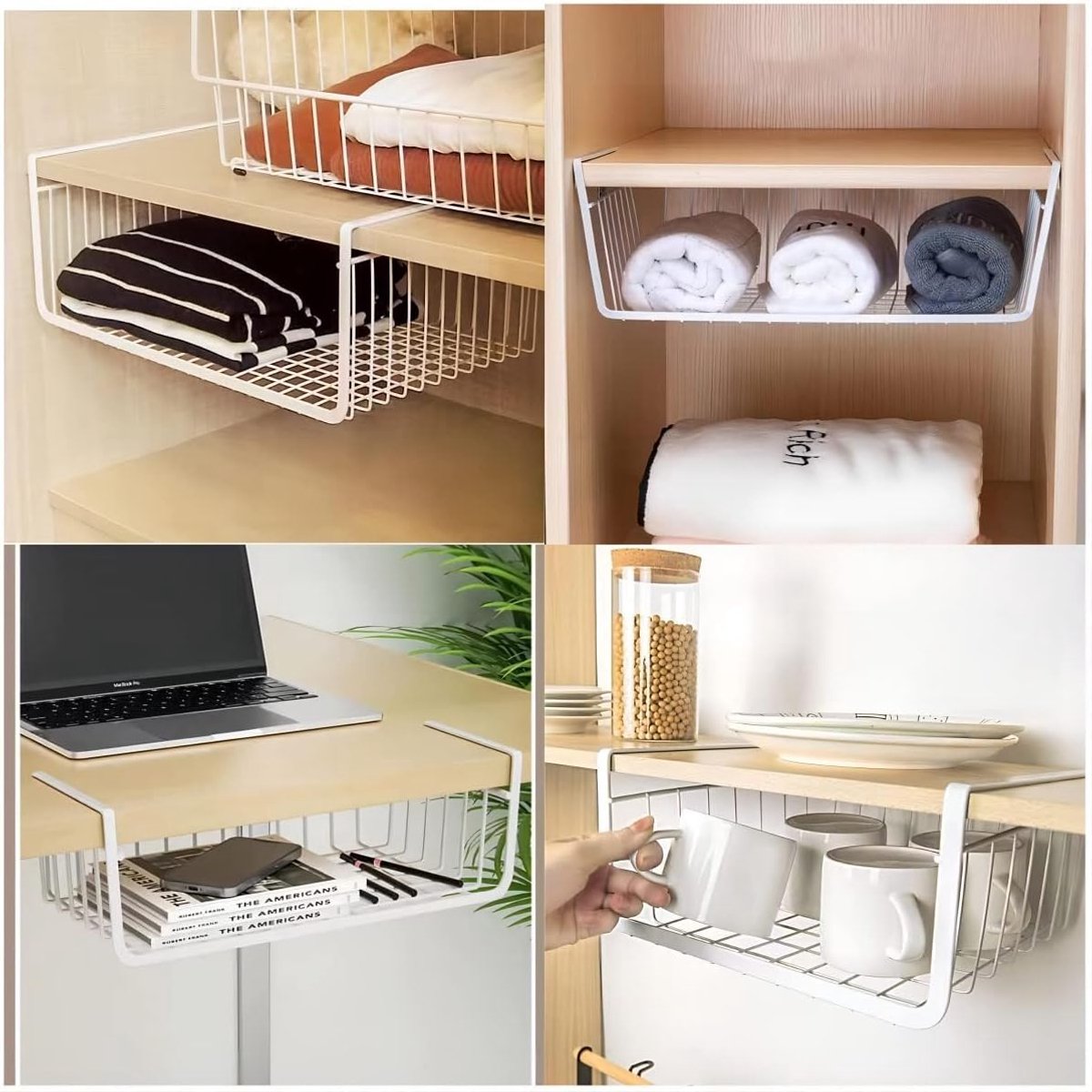 Set of 2 removable metal hanging baskets - organizer - closet hanging basket - suitable for desks