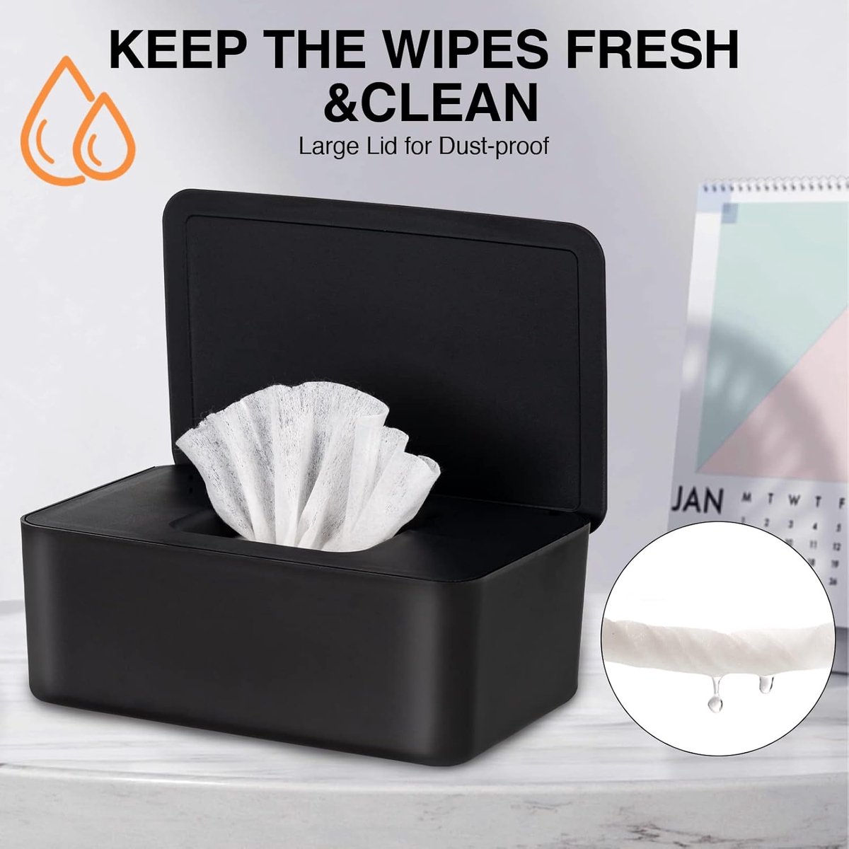 Tissue Holder - Tissue box - Tissue container - Storage box for Tissues - Dispenser box for wet wipes - Dustproof storage box for tissues - Box for baby wipes - Storage box - with lid - reusable box for wipes - for home