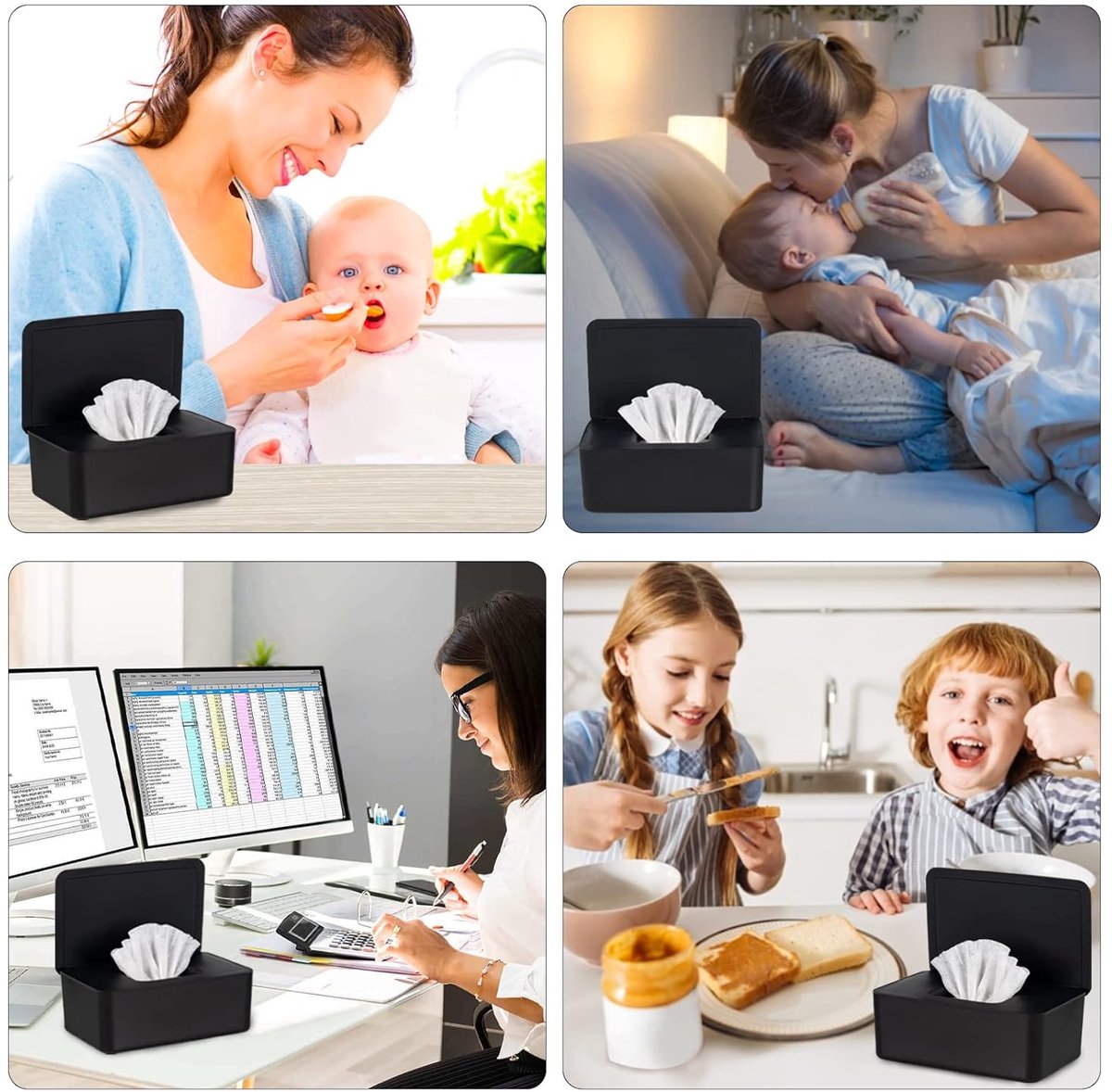 Tissue Holder - Tissue box - Tissue container - Storage box for Tissues - Dispenser box for wet wipes - Dustproof storage box for tissues - Box for baby wipes - Storage box - with lid - reusable box for wipes - for home