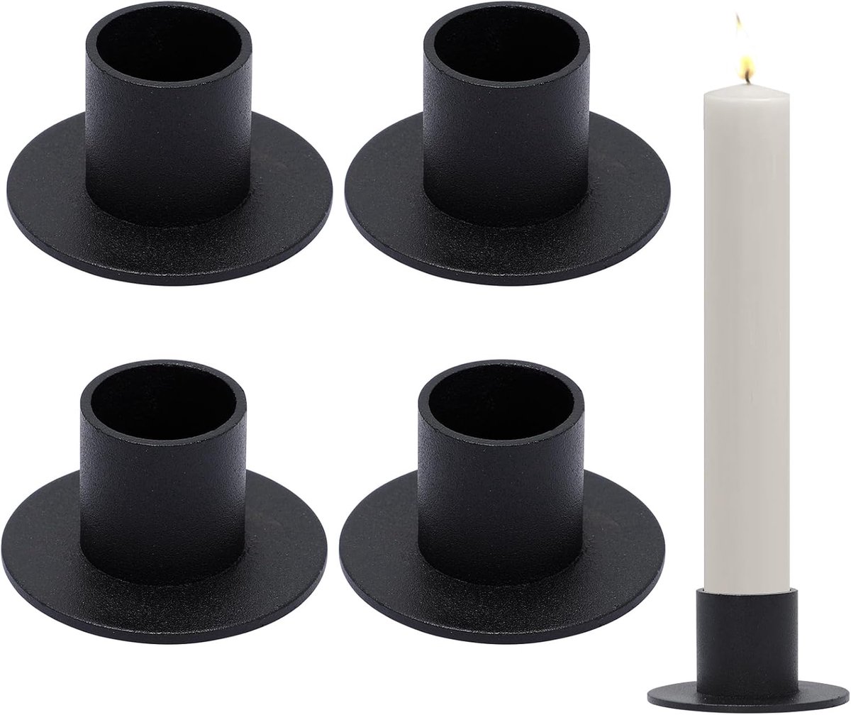4 pieces - Candlesticks - Candle holder - Candle stand - metal candle holders - modern candle holders - home decoration - for the living room, parties, Christmas, weddings - Φ2.5 cm - 5*2.7 cm - black