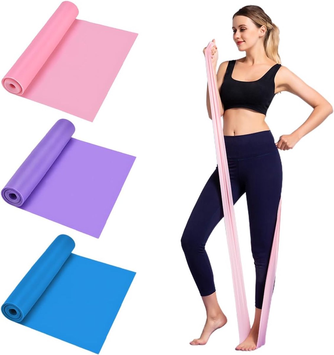 3 pieces - Exercise bands - 1.5 m - Resistance band - Resistance bands - Silicone exercise bands - yoga band - pilates band - sports band - Fitness elastic bands - Fitness equipment - For yoga 3 pieces - Exercise bands - 1.5 m - Resistance band - Resistance bands - Silicone exercise bands - yoga band - pilates band - sports band - Fitness elastic bands - Fitness equipment - For yoga