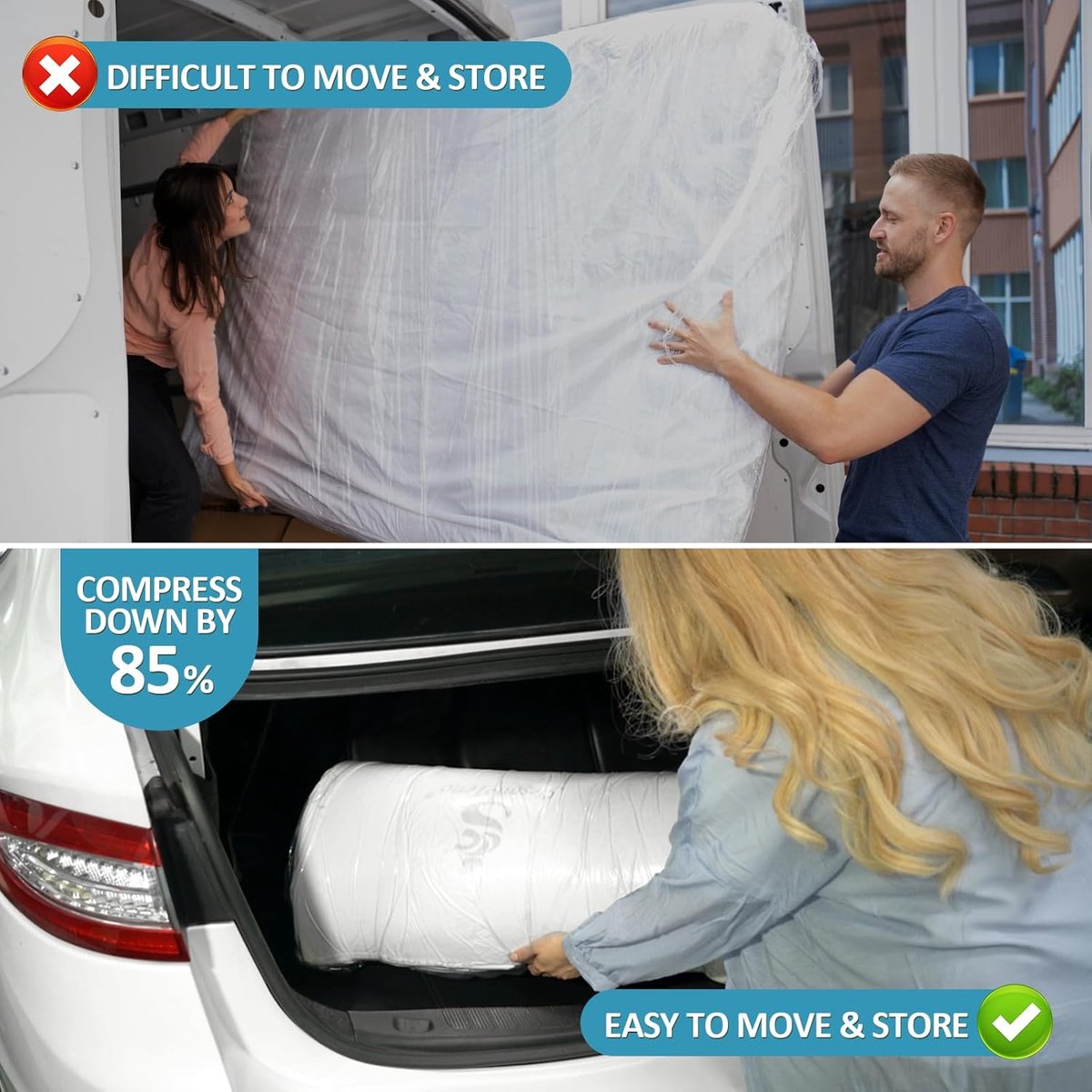 Large vacuum storage bags - 220*100cm - vacuum mattress bag - waterproof - resealable - with zipper - reusable - space-saving bags - vacuum seal - for mattresses