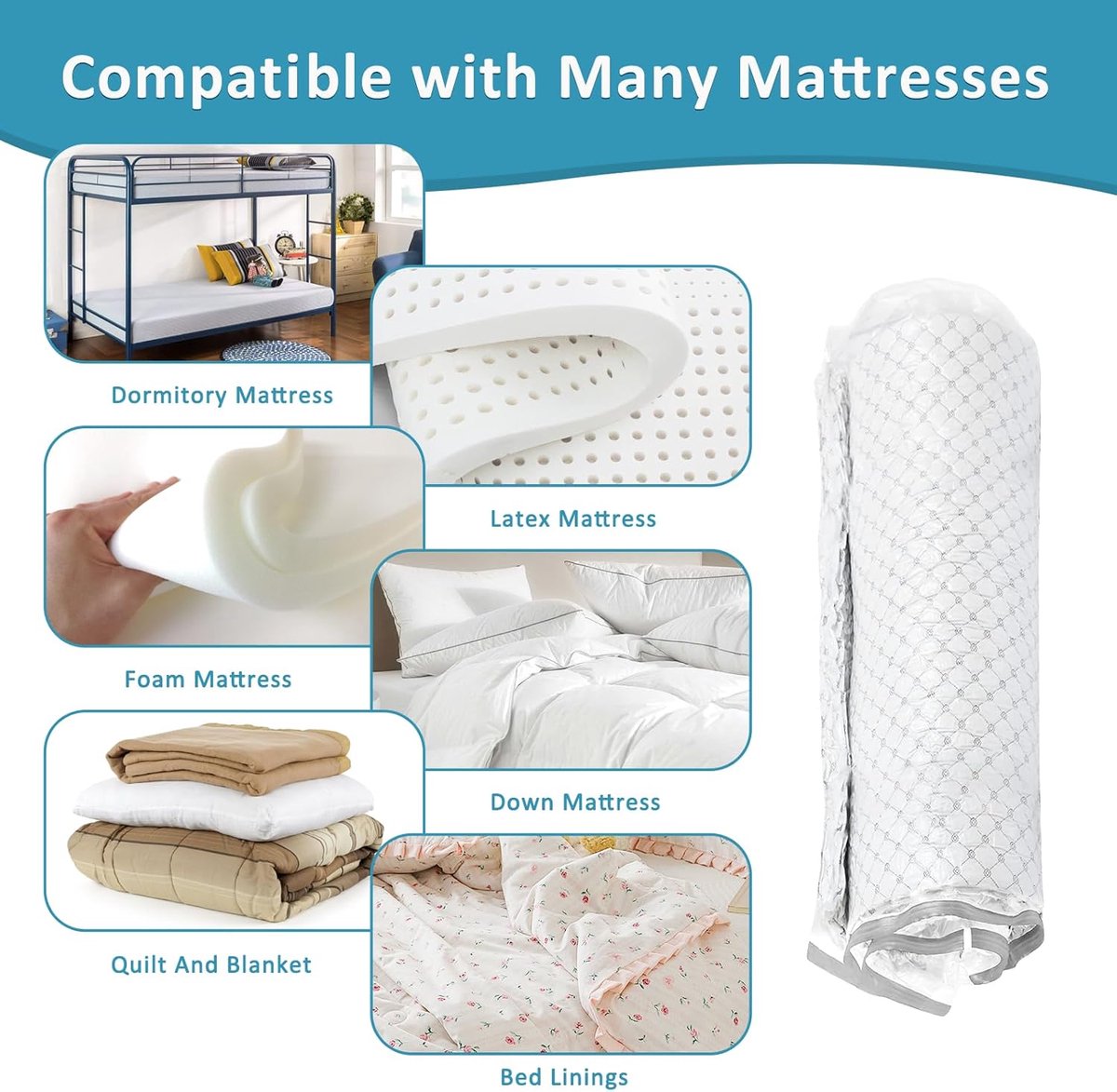 Large vacuum storage bags - 220*100cm - vacuum mattress bag - waterproof - resealable - with zipper - reusable - space-saving bags - vacuum seal - for mattresses