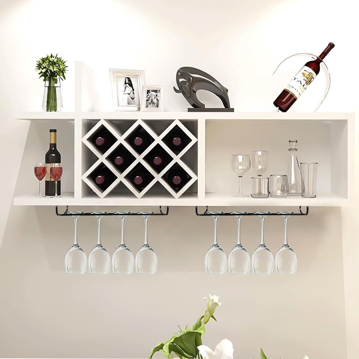 2 pieces - Wine glass holder - Glass hooks for shelf - Iron glass holder for glasses - Wall display holder - Hanging glass holders - Metal hanging glass holder - Display rack - hooks - for bars