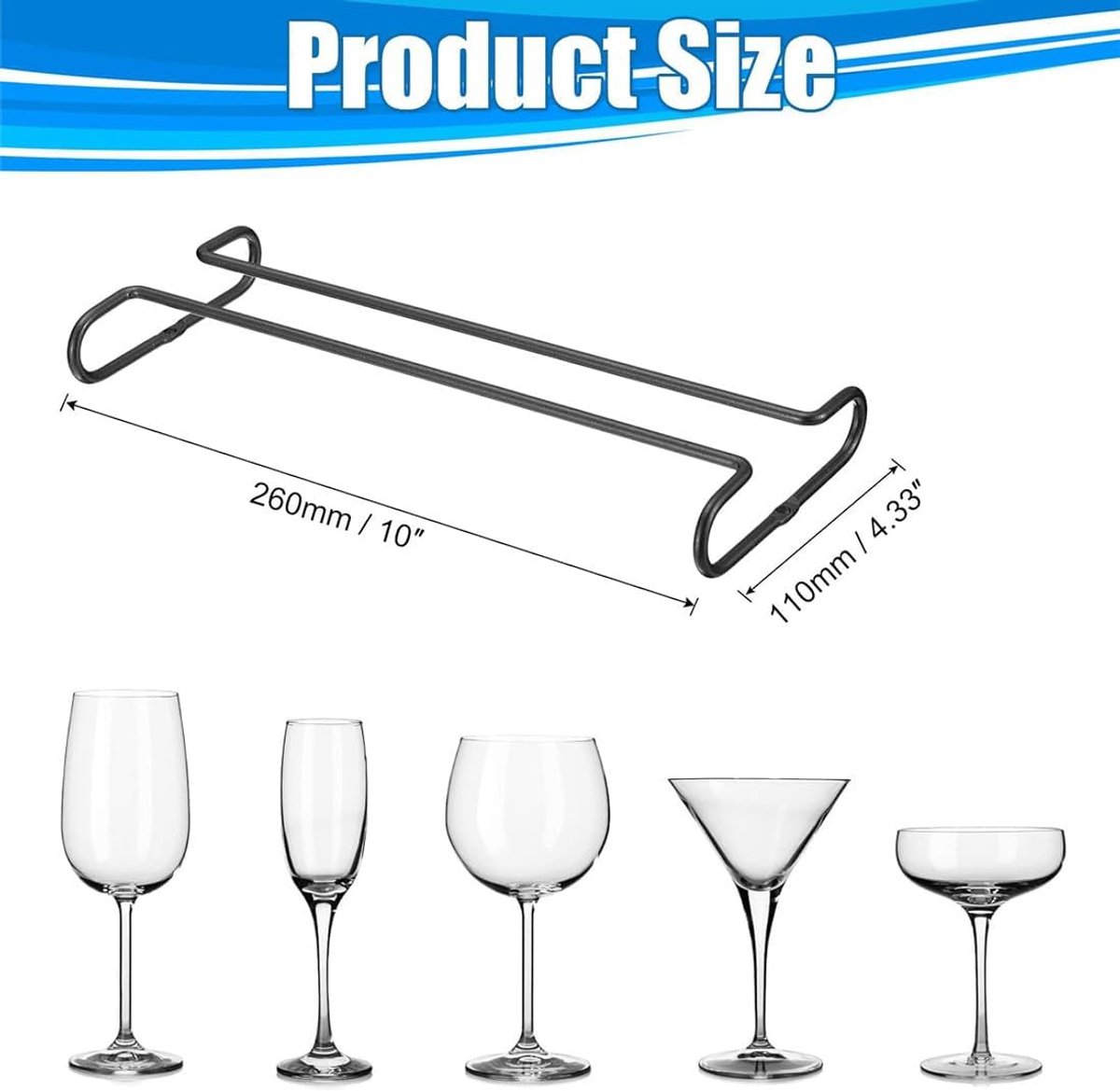 2 pieces - Wine glass holder - Glass hooks for shelf - Iron glass holder for glasses - Wall display holder - Hanging glass holders - Metal hanging glass holder - Display rack - hooks - for bars